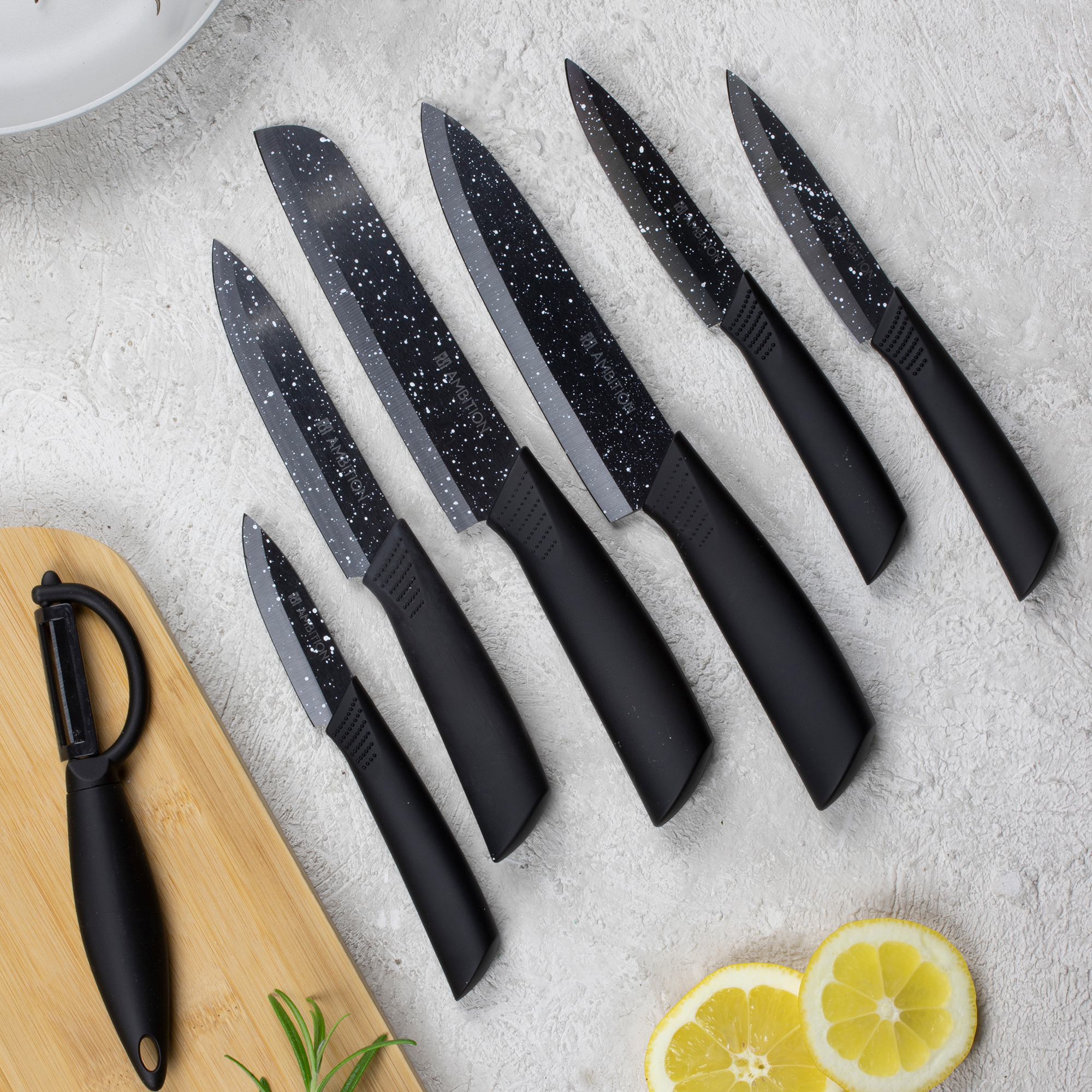 Keramik Messer Sparschäler Set 2 teilig schwarz Skiv AMBITION