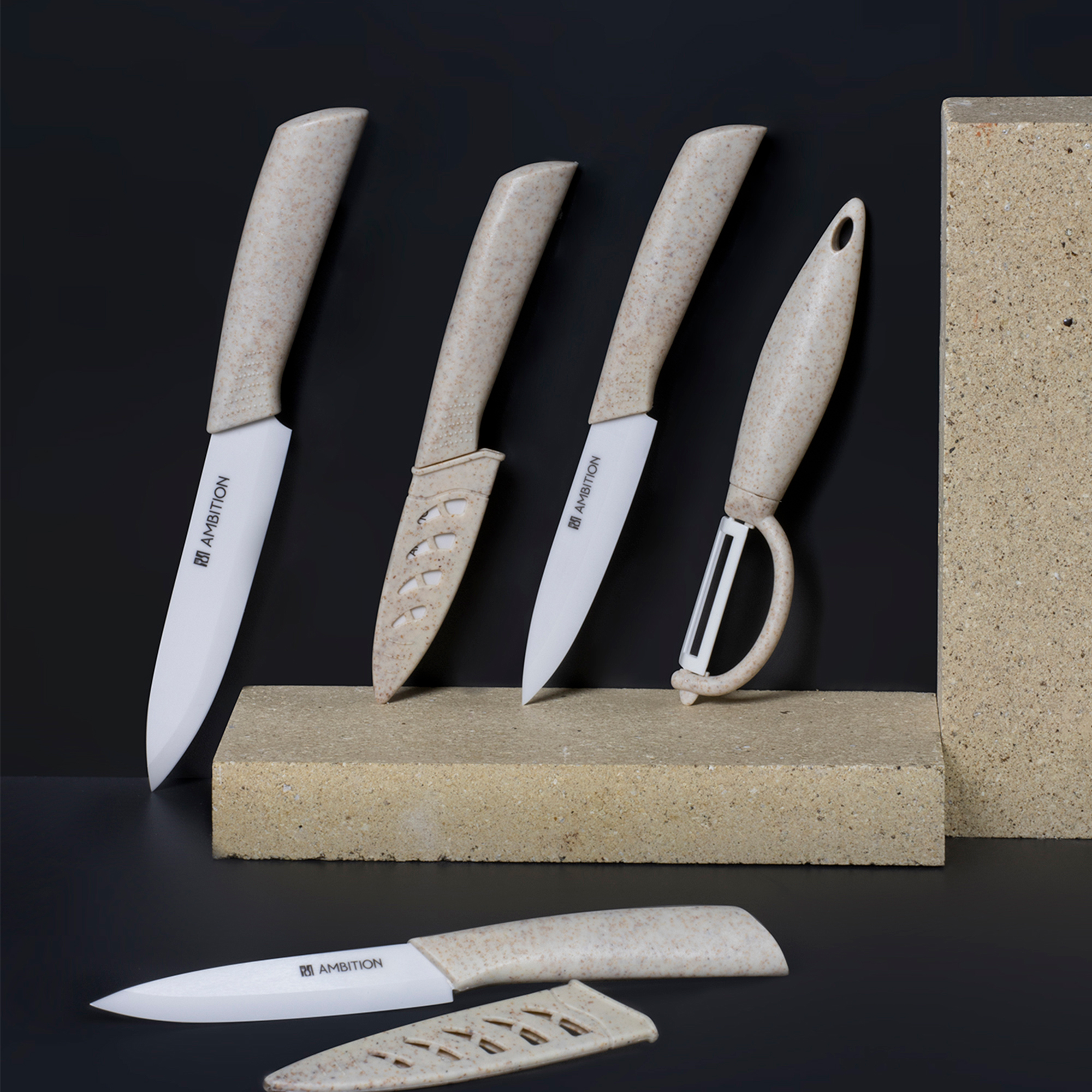 Bílý keramický nůž Santoku Skiv 15 cm AMBITION