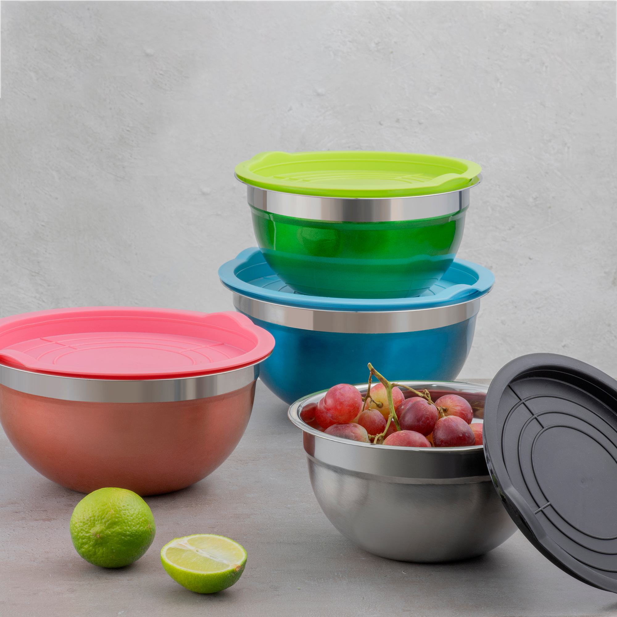 Salatschüssel 2-er Set mit Deckeln Minestrone Blau AMBITION