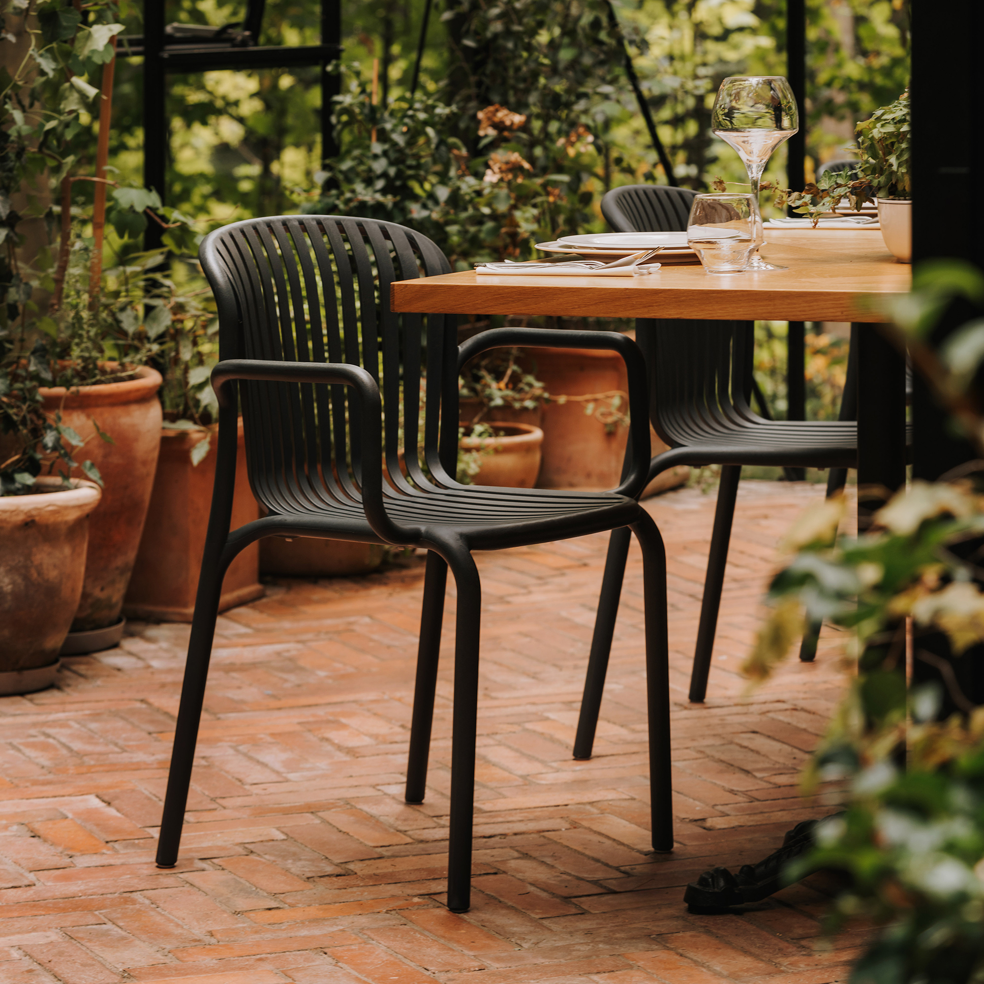 Sedia da giardino con braccioli Brene Carbon FERNE