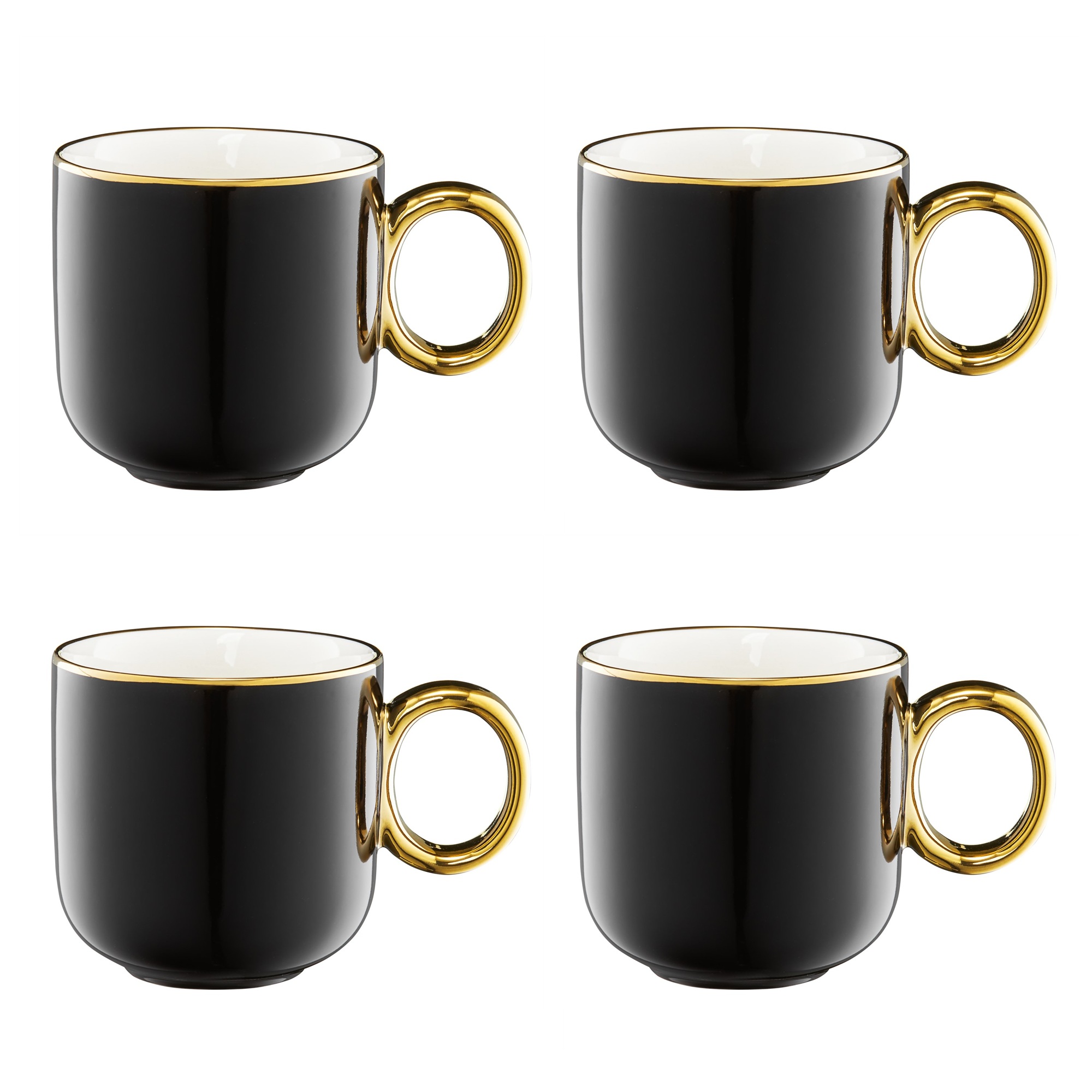Set med 4 muggar Royal 380 ml svart-guld AMBITION
