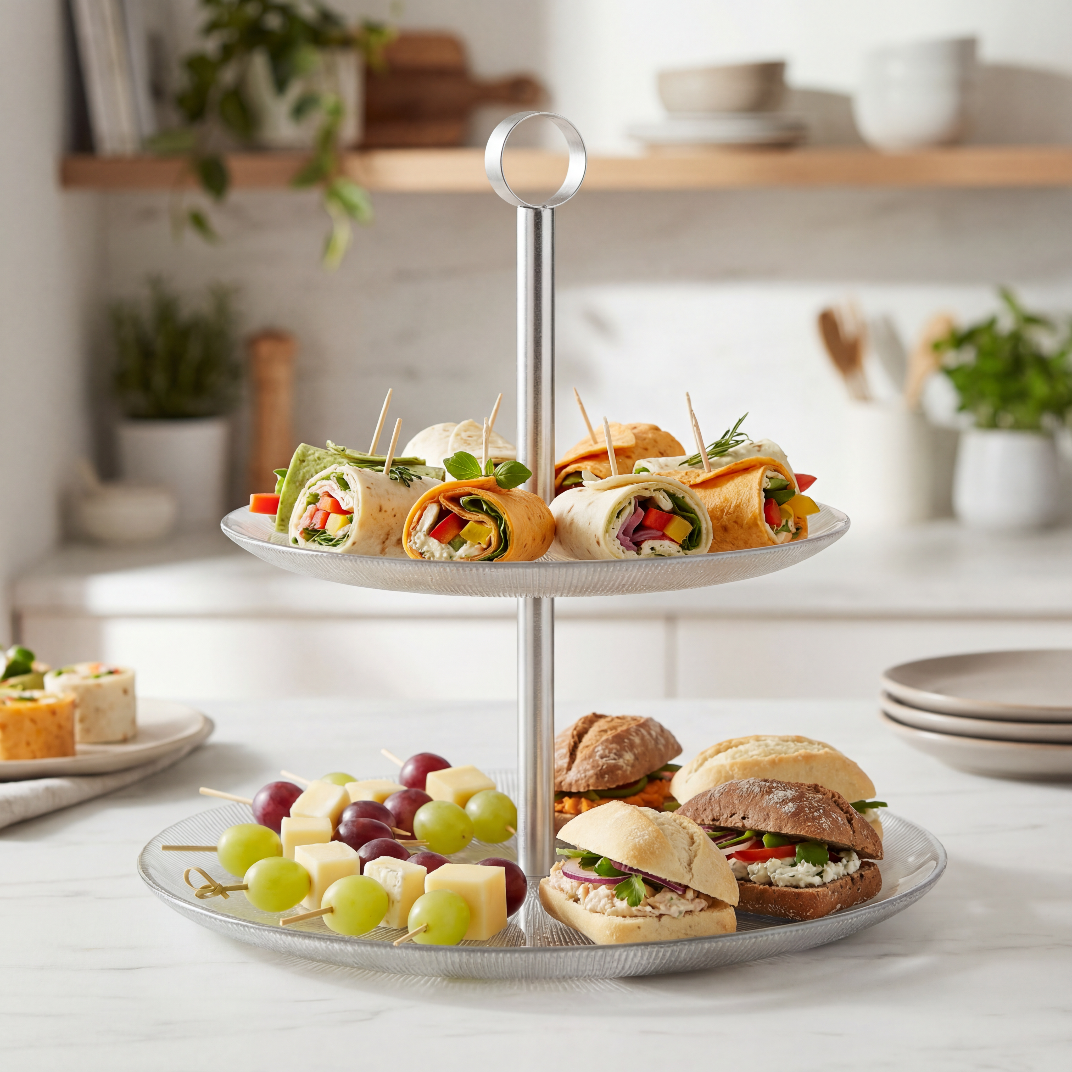 Two-tier cake stand Serve 27 cm silver AMBITION