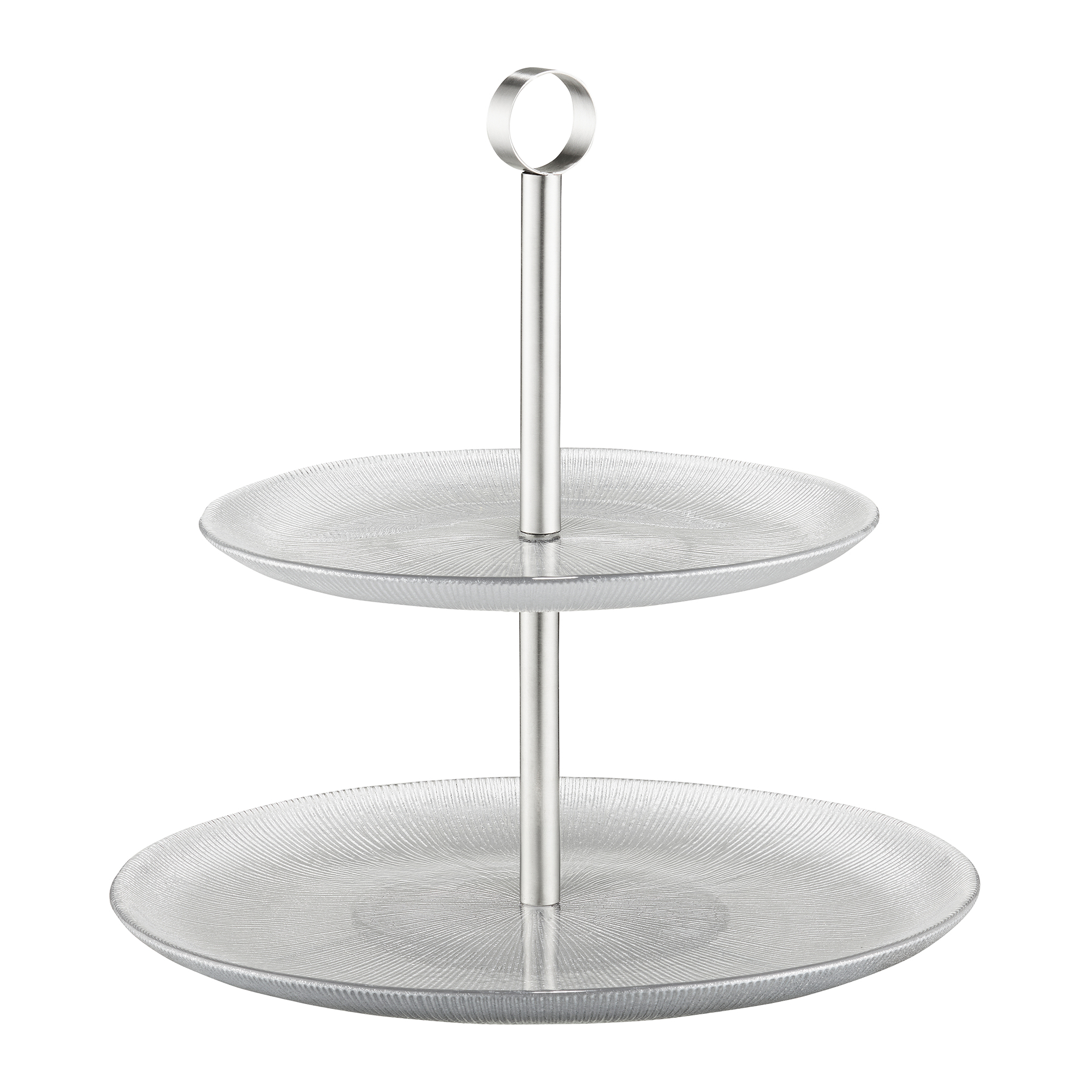 Dvoupatrový skleněný servírovací tác Serve Silver 21/27 cm AMBITION