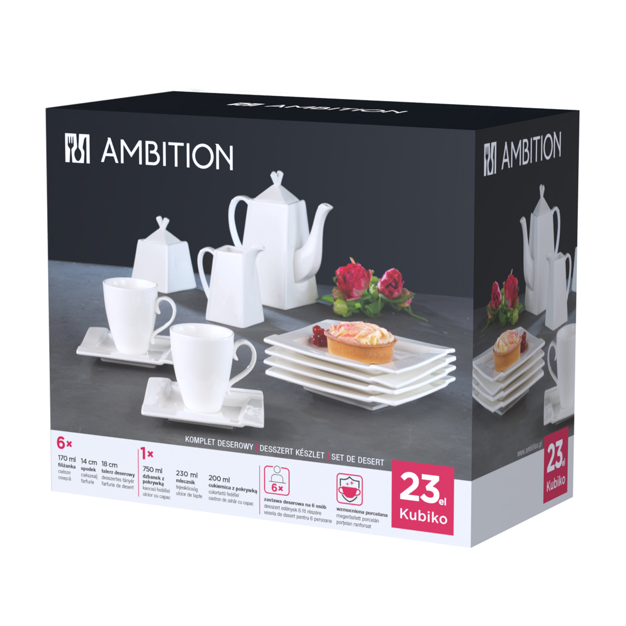 Servizio da dessert Kubiko 20 cl 23-pezzi AMBITION