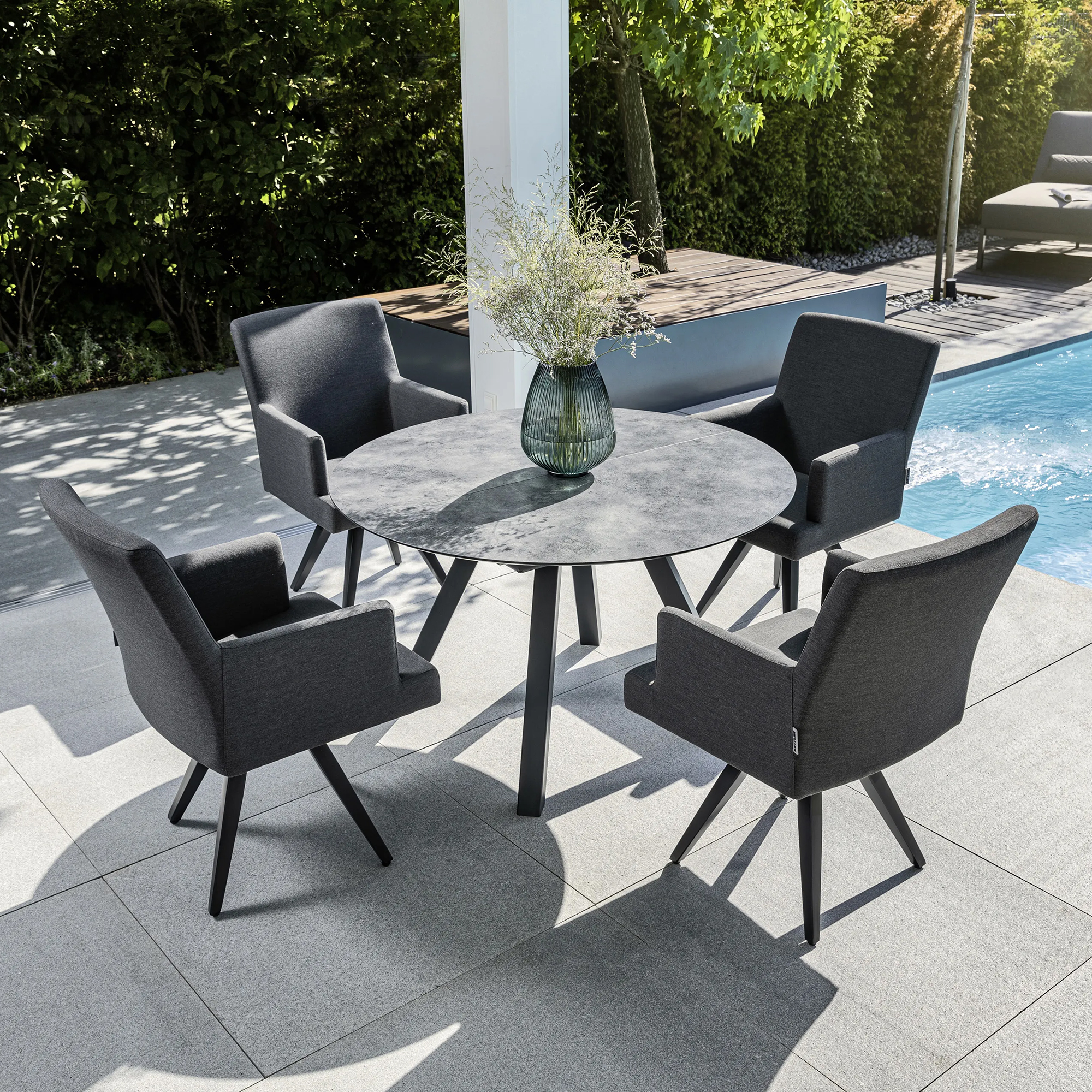 Stół ogrodowy rozkładany HPL 120 / 170 x 120 cm antracytowy KETTLER