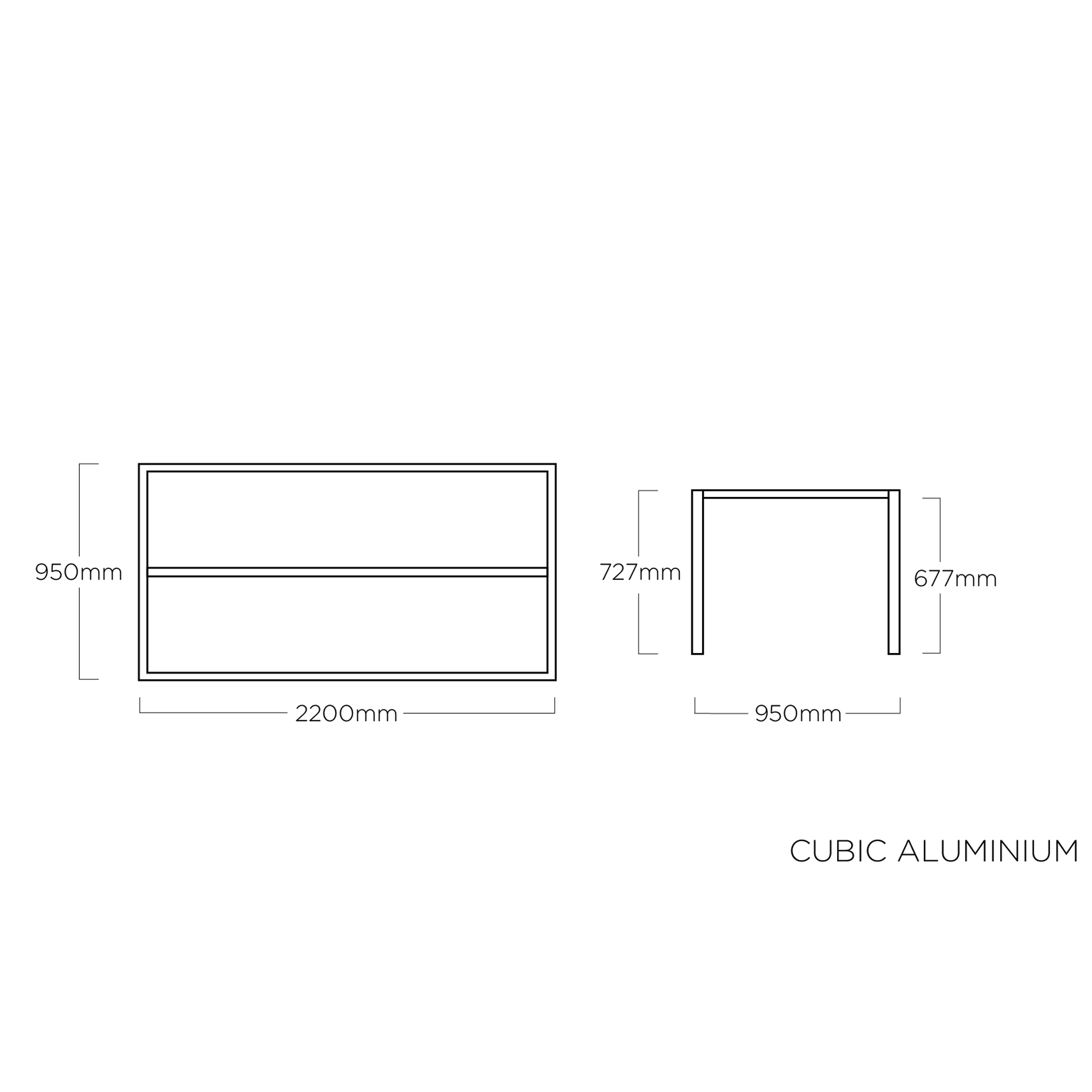 Gartenstuhl Gestell Cubic 220 x 95 x 72 cm Silber KETTLER 0311925-0000