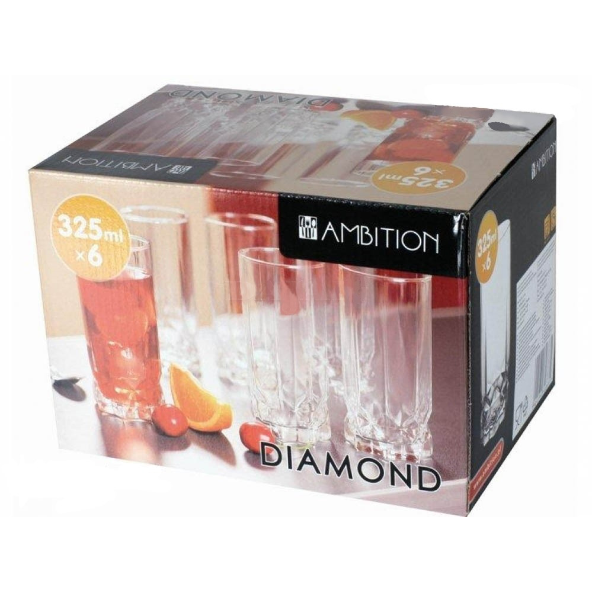 Komplet 6 szklanek wysokich 325 ml Diamond