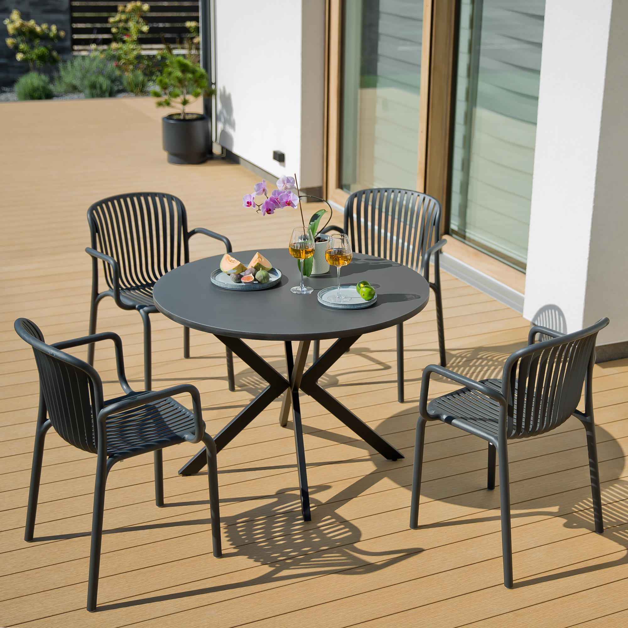 Sedia da giardino con braccioli Brene Carbon FERNE