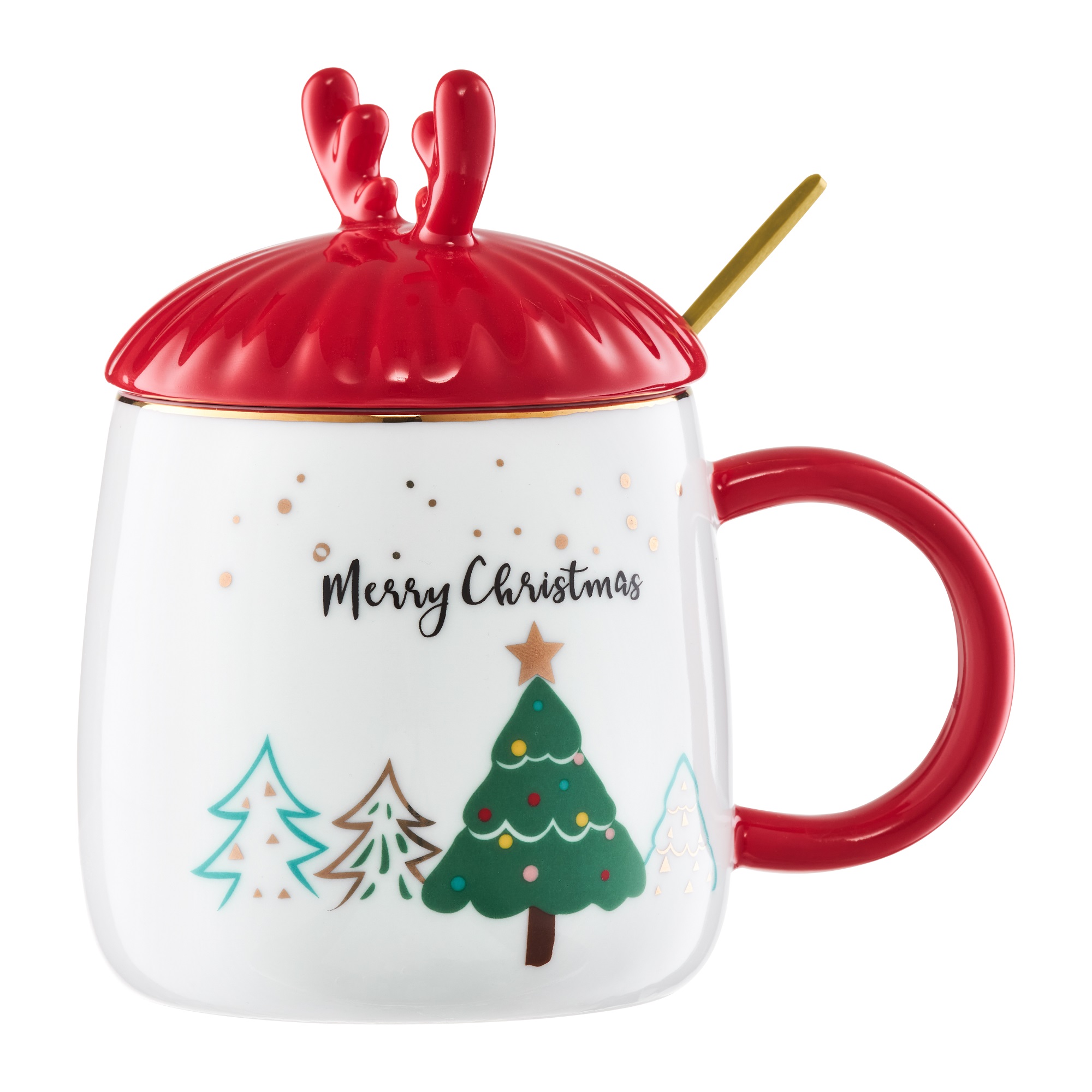 Mug con tapa y cucharilla Merry Christmas 40 cl AMBITION