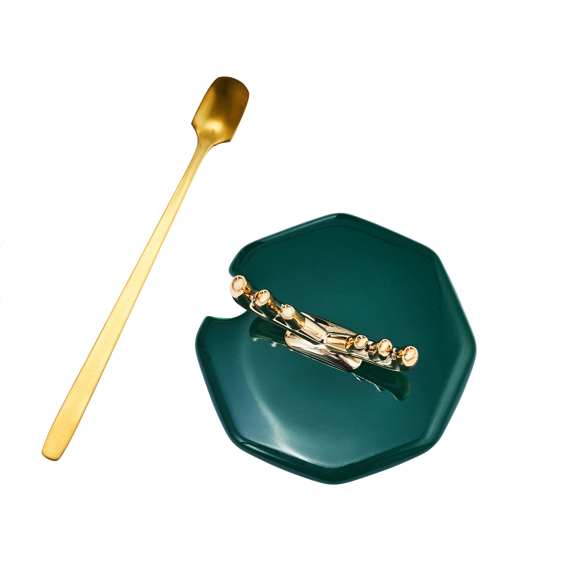 Kubek z pokrywką i łyżeczką Glam Green 350 ml AMBITION