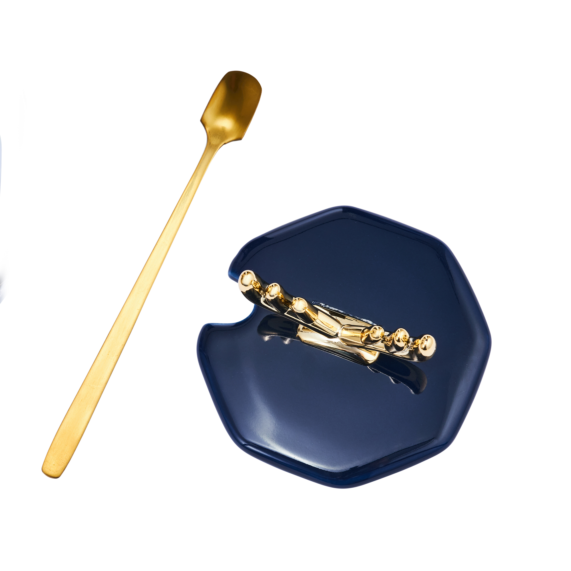 Mugg med lock och sked Glam Navy 350 ml AMBITION