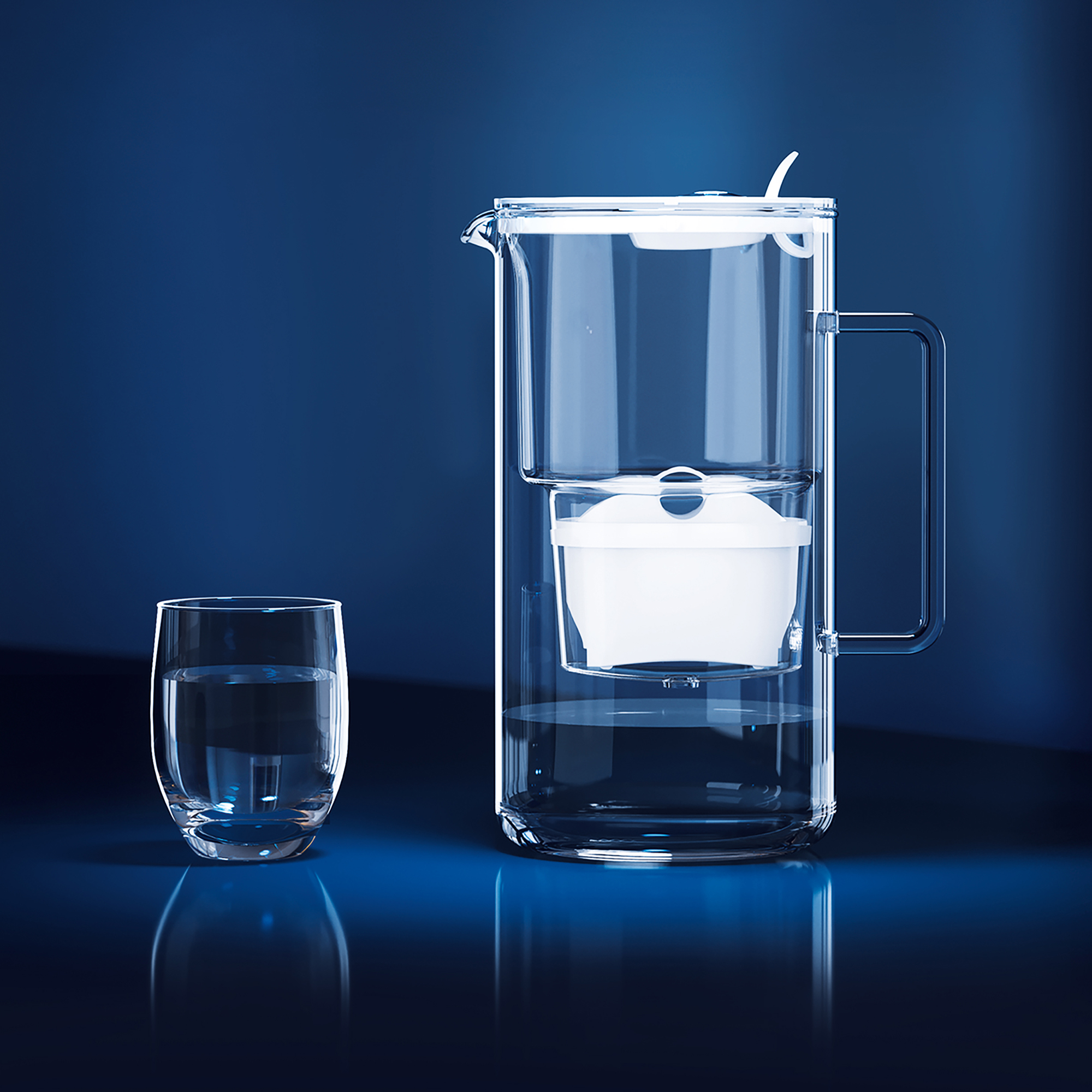 Wasserfilter Glass 2,5 l + Filterkartusche Maxfor+ MG weiß AQUAPHOR