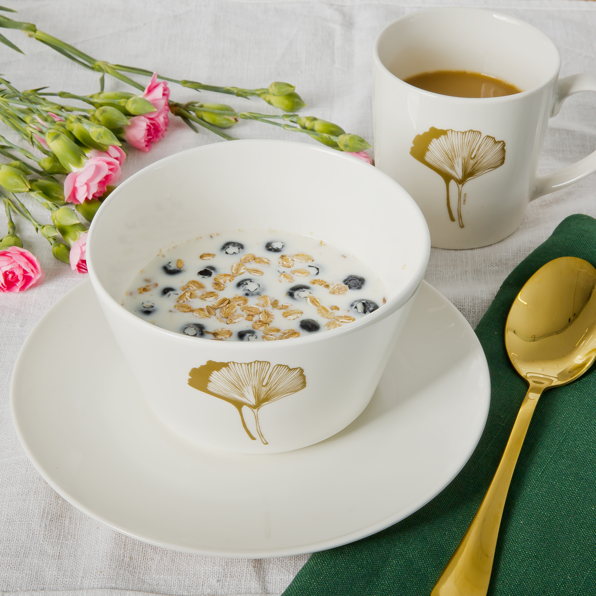 Raňajková sada Selene Ginkgo 3-dielna AMBITION