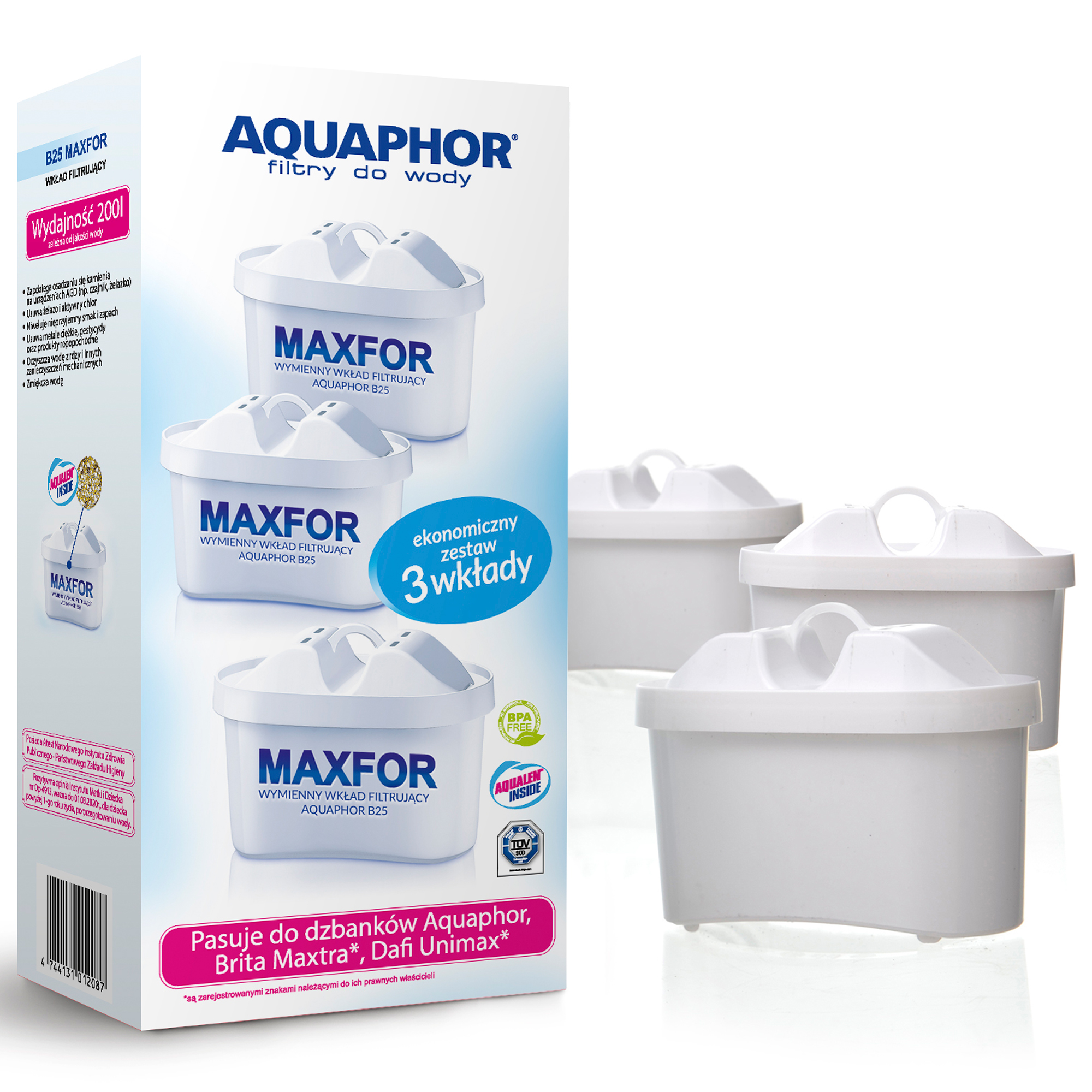 3 Filterkartuschen Set Maxfor B100-25 AQUAPHOR