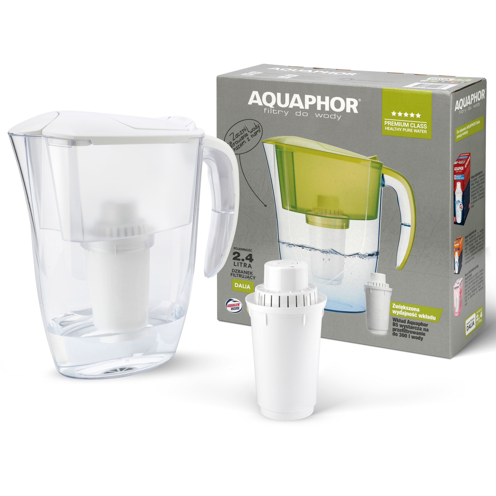 Wasserfilter Dalia 2,5 l + Filterkartusche Aquaphor B5 Weiß AQUAPHOR