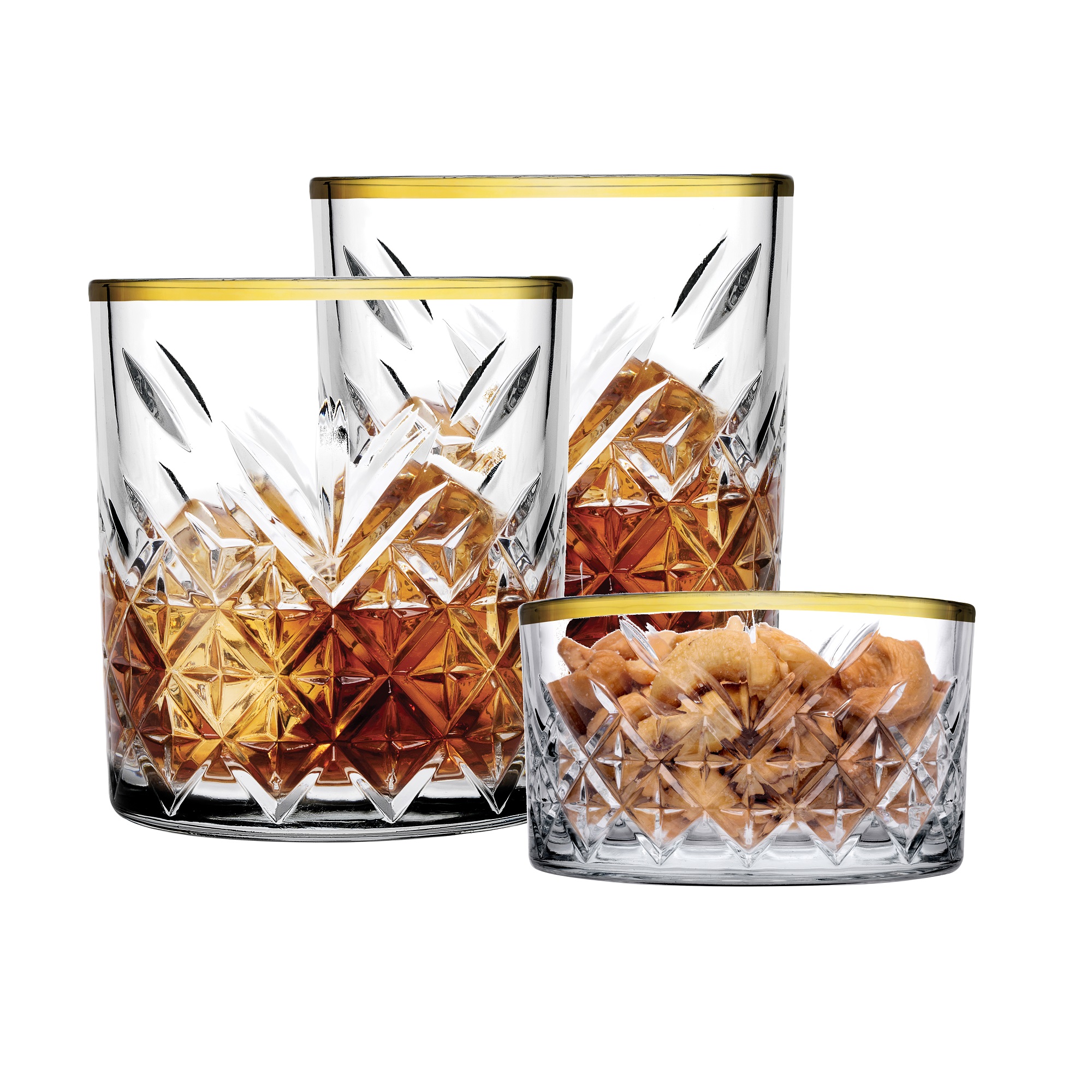 Set om 2 glas och en skål Timeless Gold 345 / 255 ml PASABAHCE
