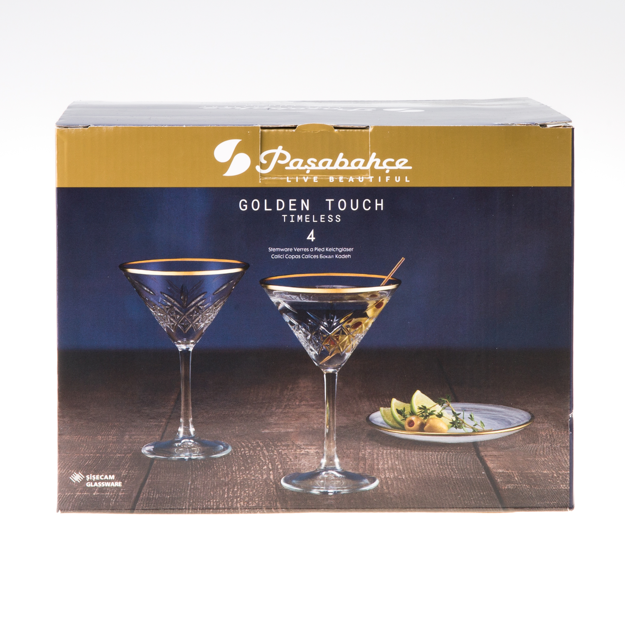 Set di 4 bicchieri da cocktail Timeless Gold 230 ml PASABAHCE