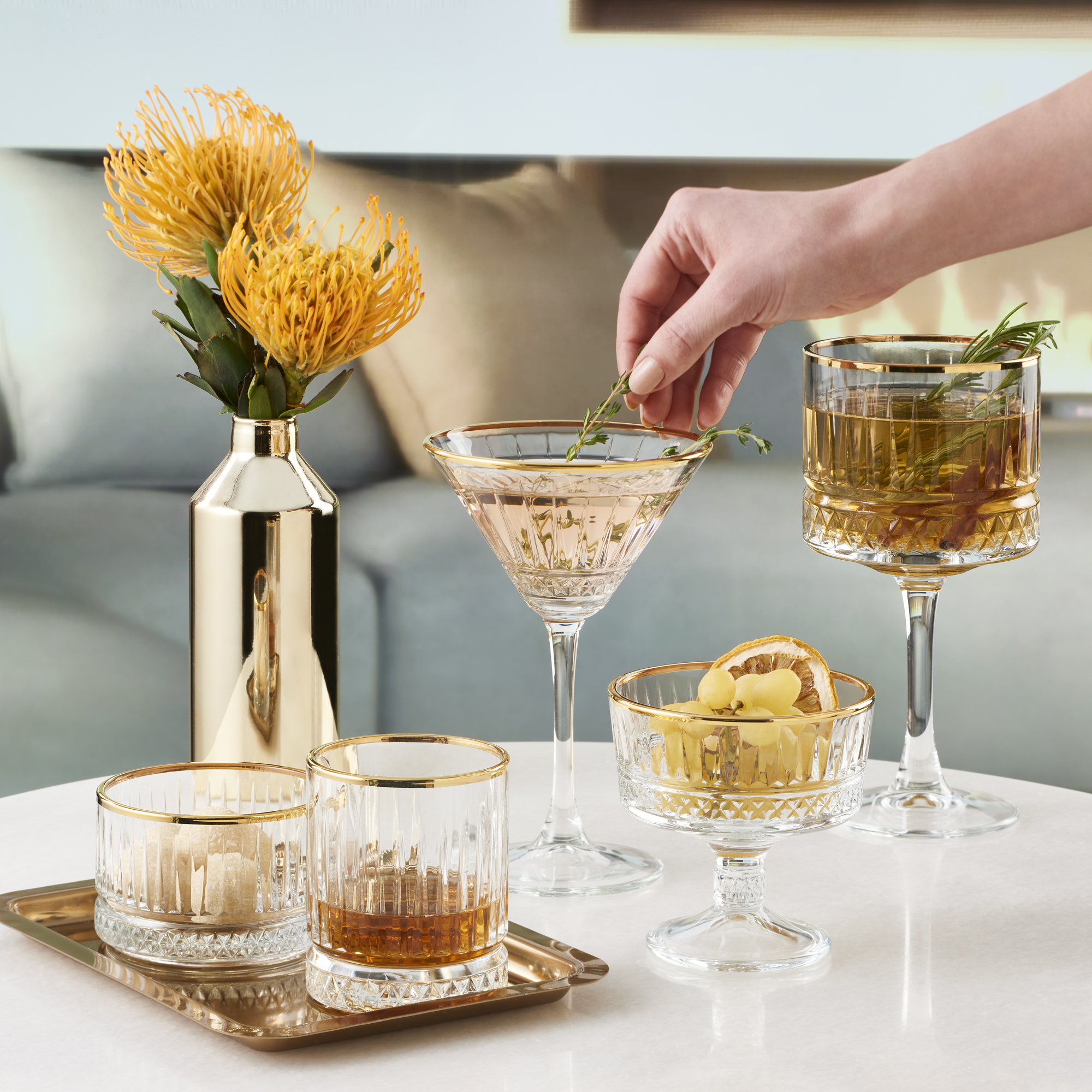 Sada 4 skleniček na martini Elysia Gold 220 ml PASABAHCE