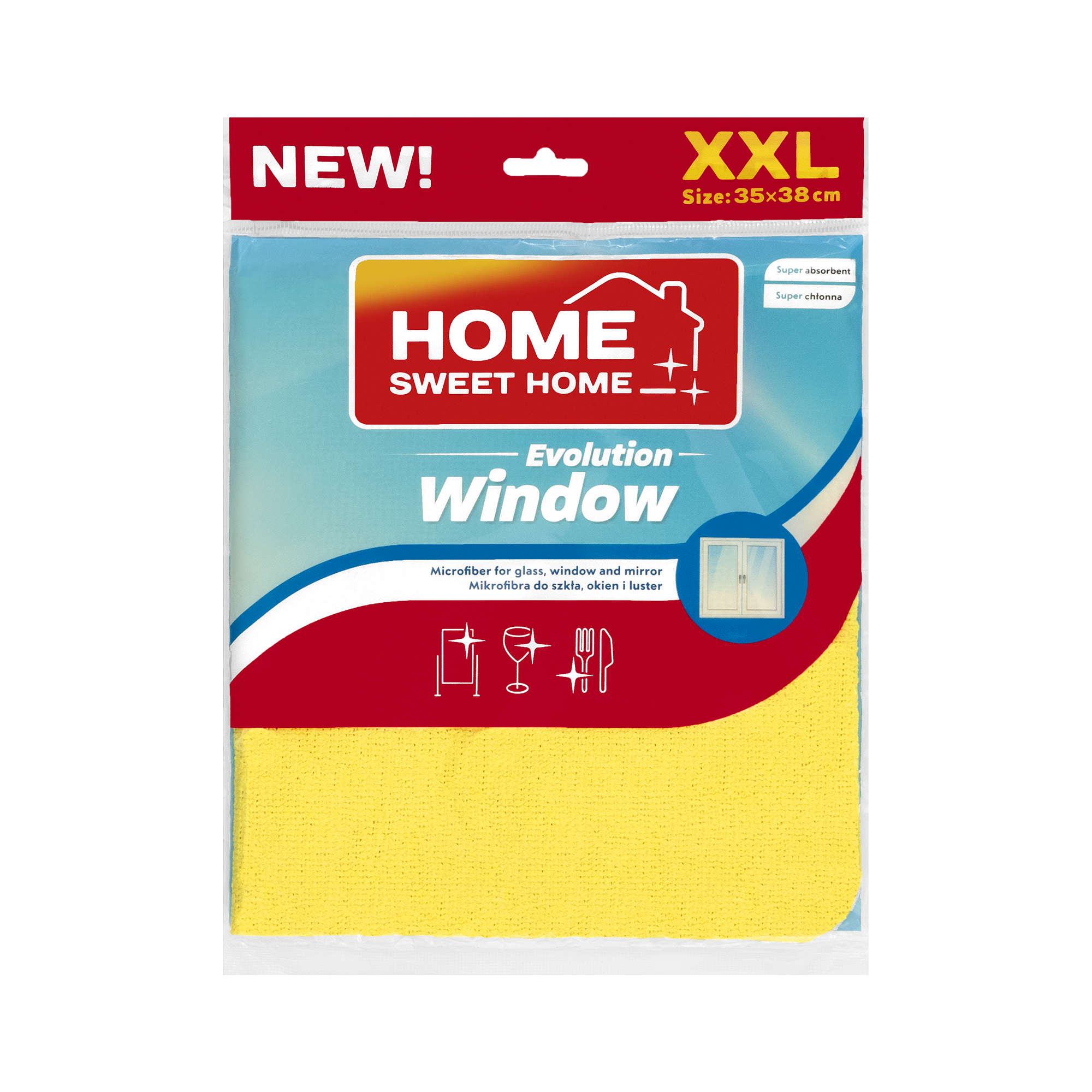 Mikrofiberduk Evolution Window 35 x 38 cm HOME SWEET HOME