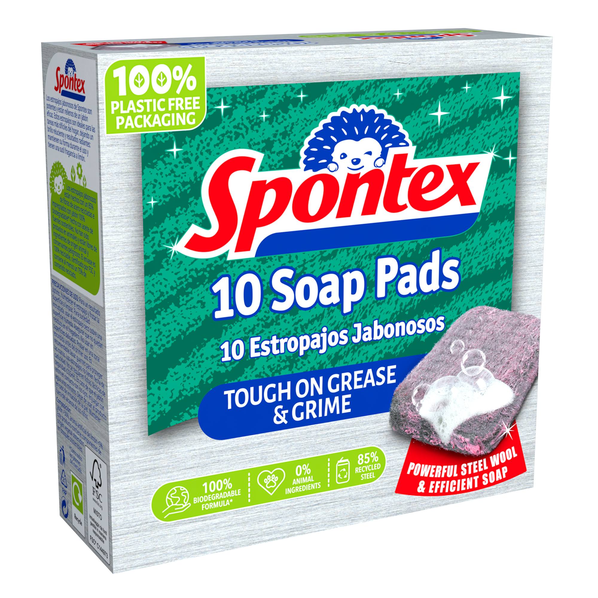 Sada 10 houbiček/drátěnek napuštěných mýdlem Soap Pads SPONTEX