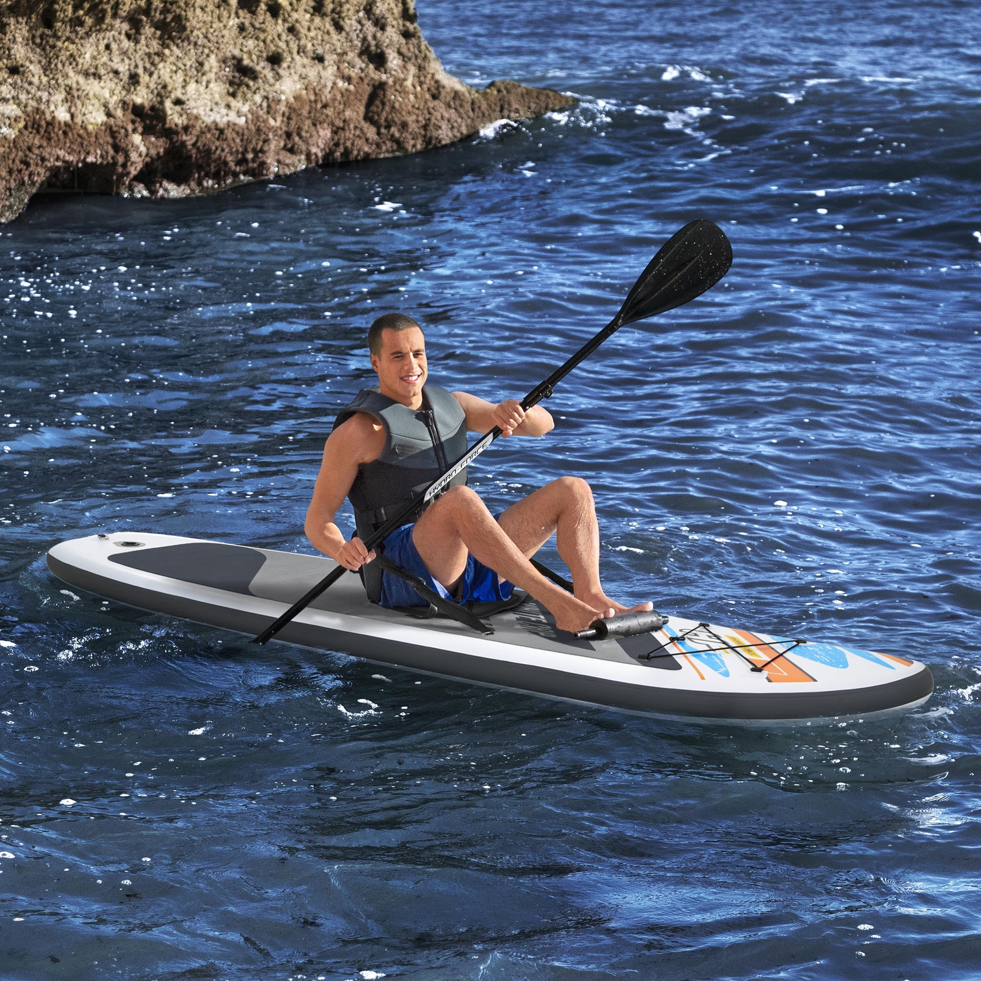 Hydro-Force™ SUP Allround Board-Set White Cap mit Sitz BESTWAY