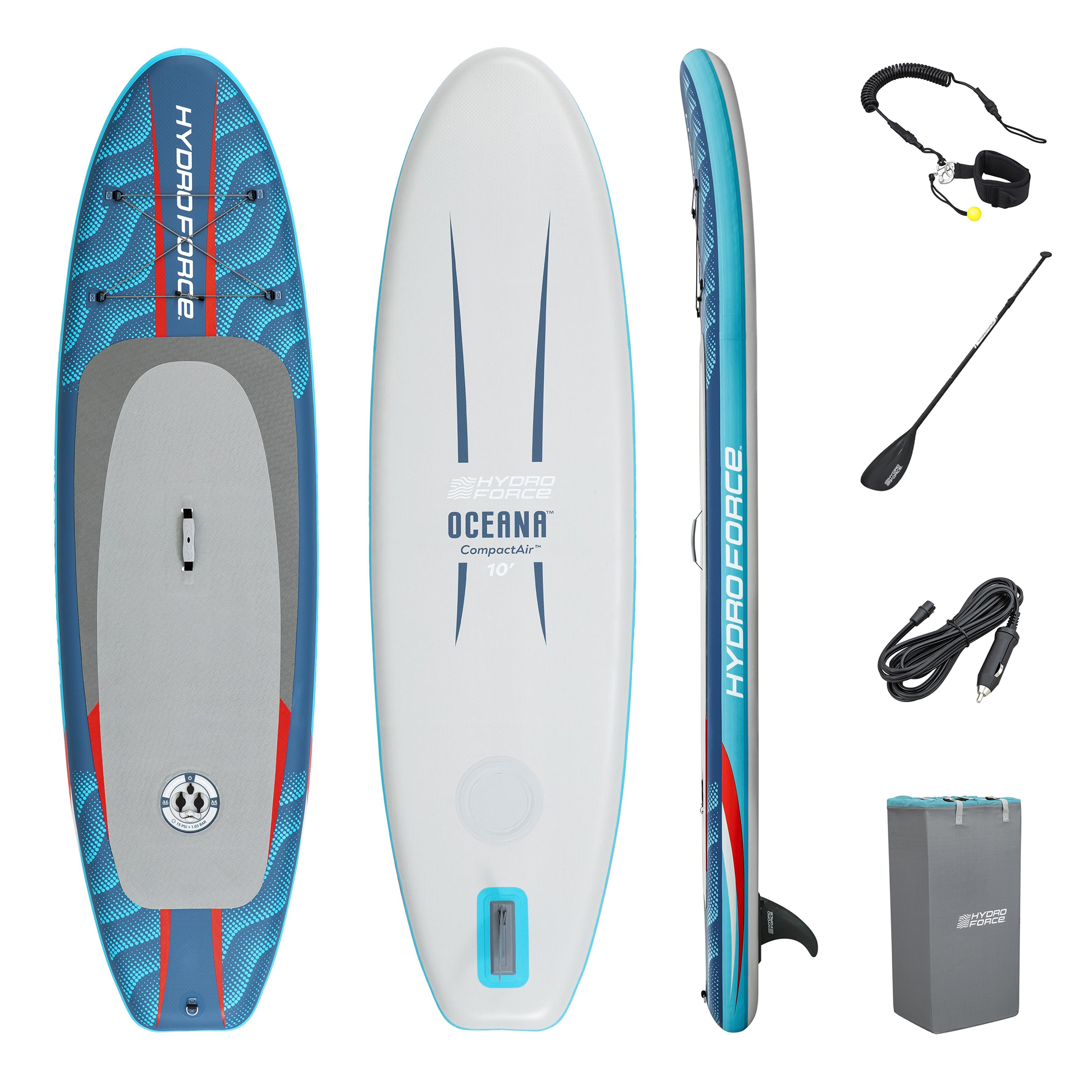 Hydro Force® SUP Allround Board-Set Oceana™ Compactair™ mit integrierter Elektropumpe BESTWAY