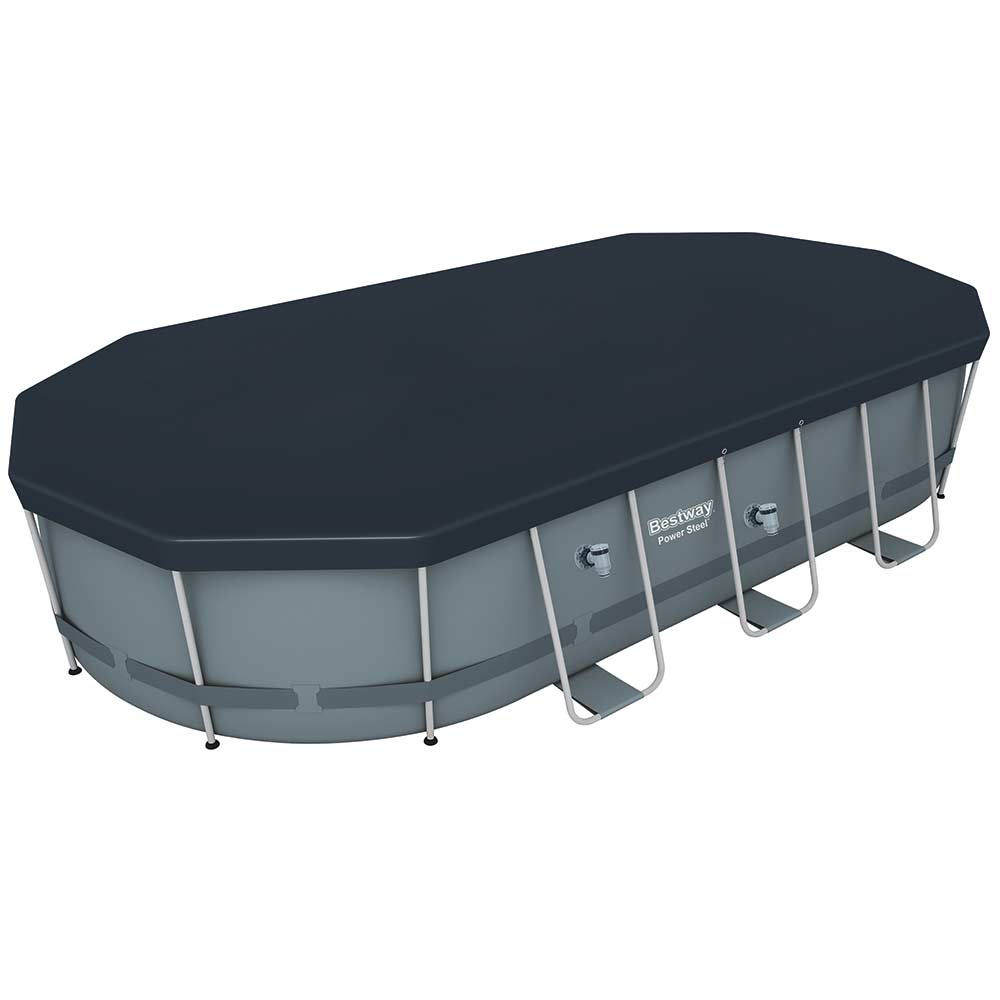 Power Steel™ Frame Pool Komplett-Set mit Filterpumpe 549 x 274 x 122 cm, grau, oval