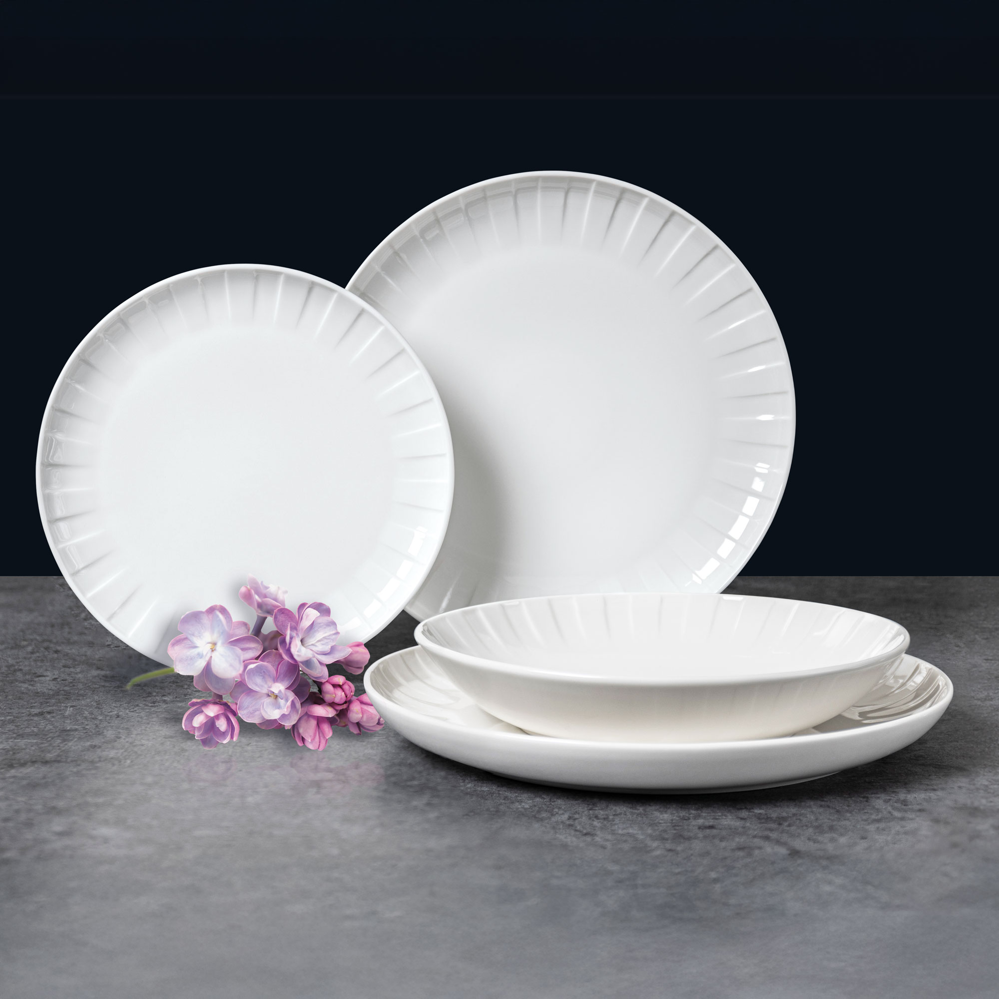 Juego de vajilla para 6 personas Ligne blanco 48 piezas AMBITION