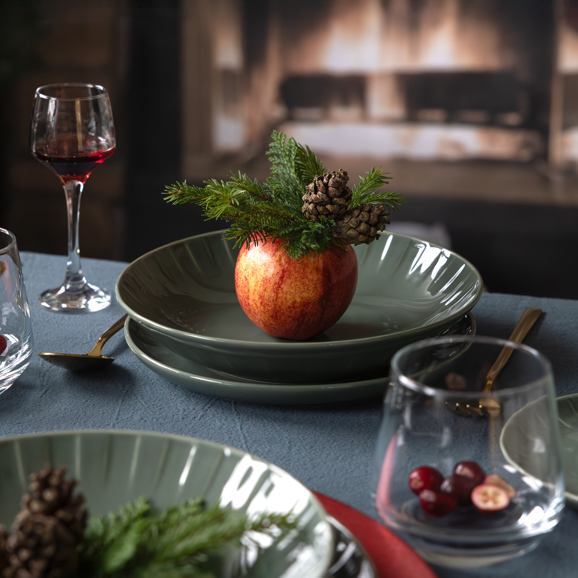 Servizio di soviglie da tavola per 6 persone Ligne verde 48 pezzi AMBITION