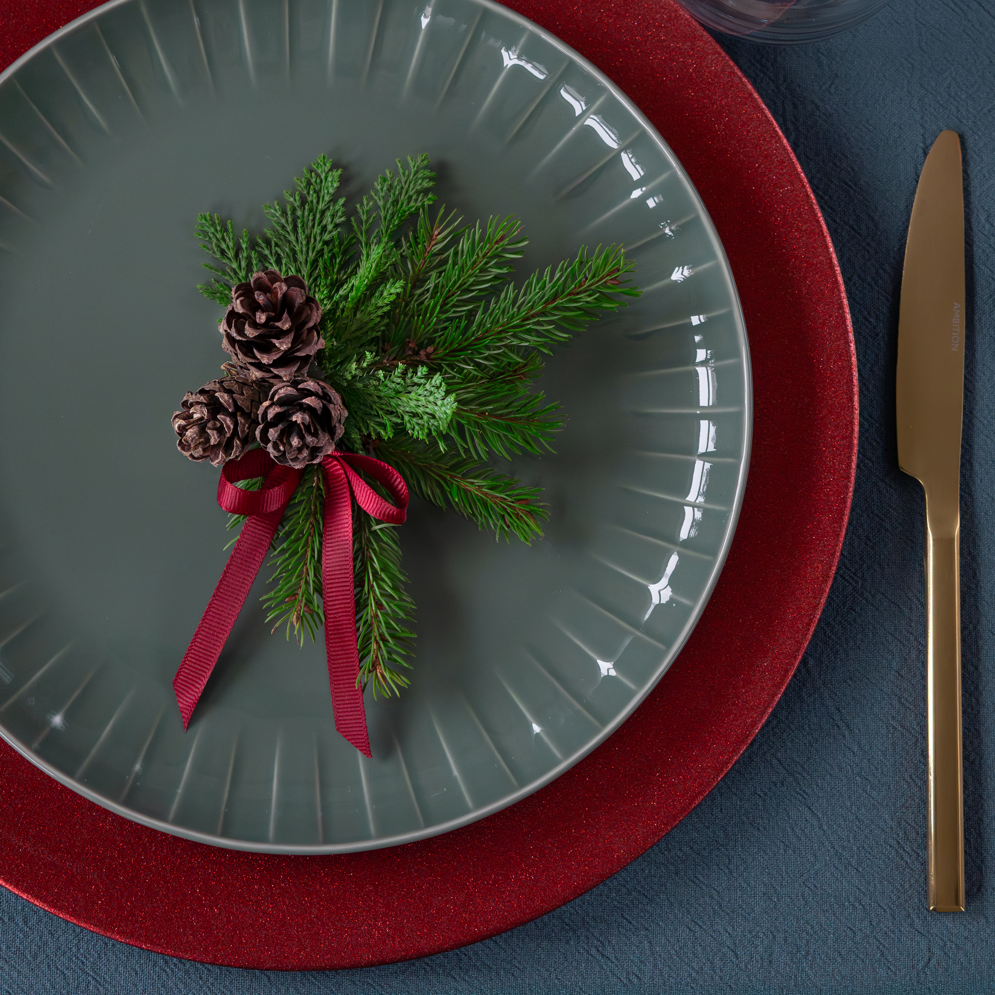 Servizio di soviglie da tavola per 6 persone Ligne verde 48 pezzi AMBITION