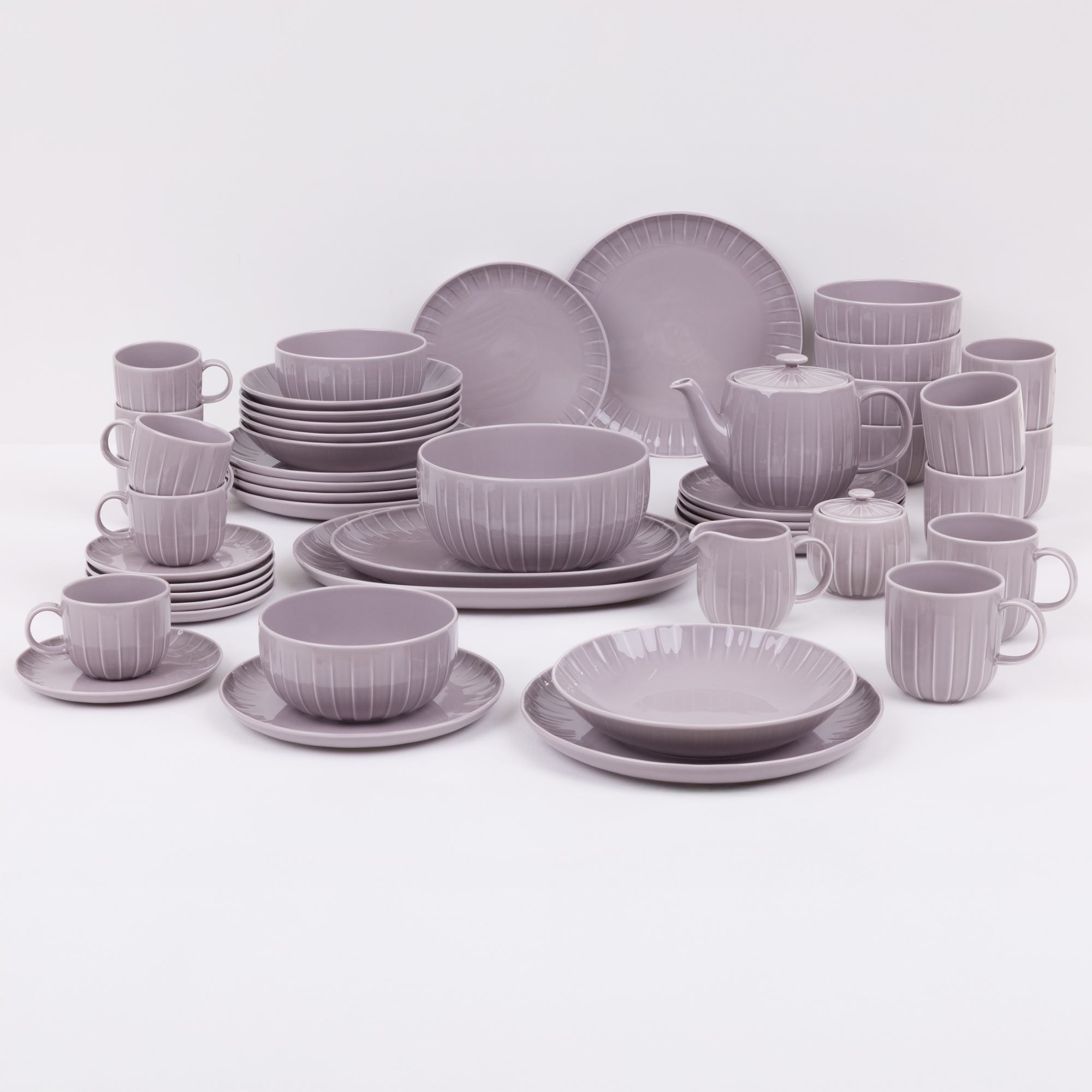 Juego de vajilla para 6 personas Ligne gris 48 piezas AMBITION