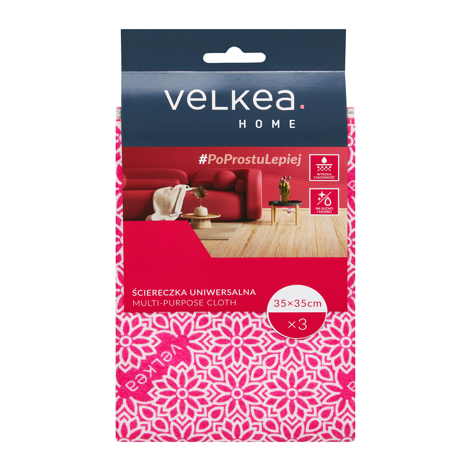 Sada 3 univerzálních kuchyňských utěrek 35 x 35 cm VELKEA