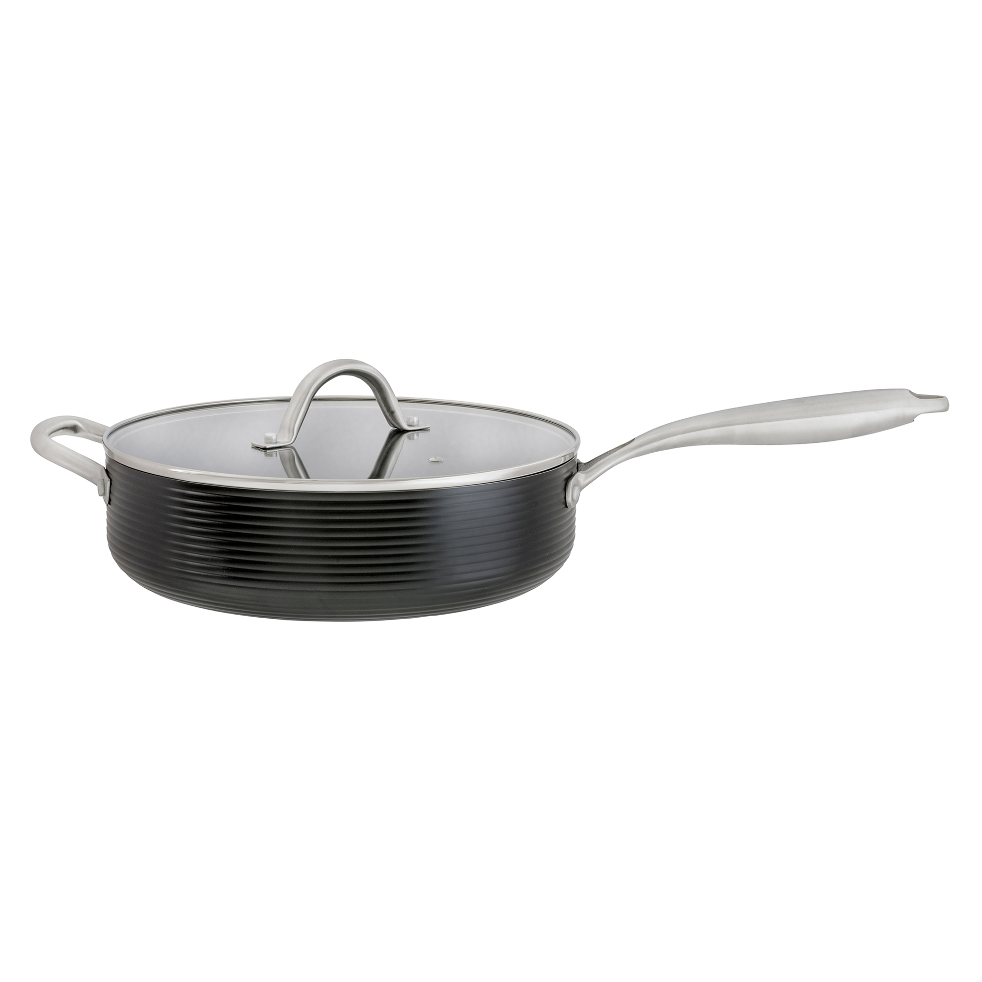 Hluboká hliníková pánev s poklicí Ribs Qualum Basic 28 cm AMBITION
