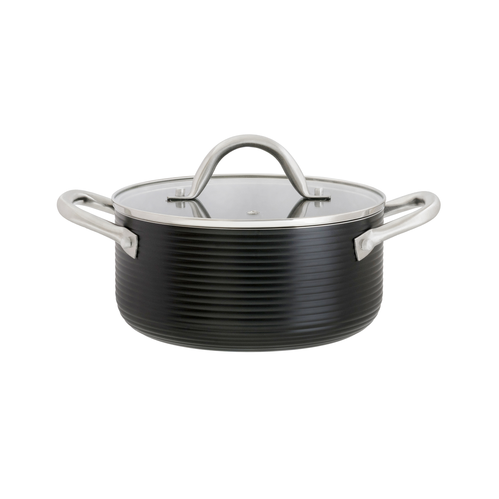 Hliníkový hrniec s pokrievkou Ribs Qualum Basic 20 cm AMBITION