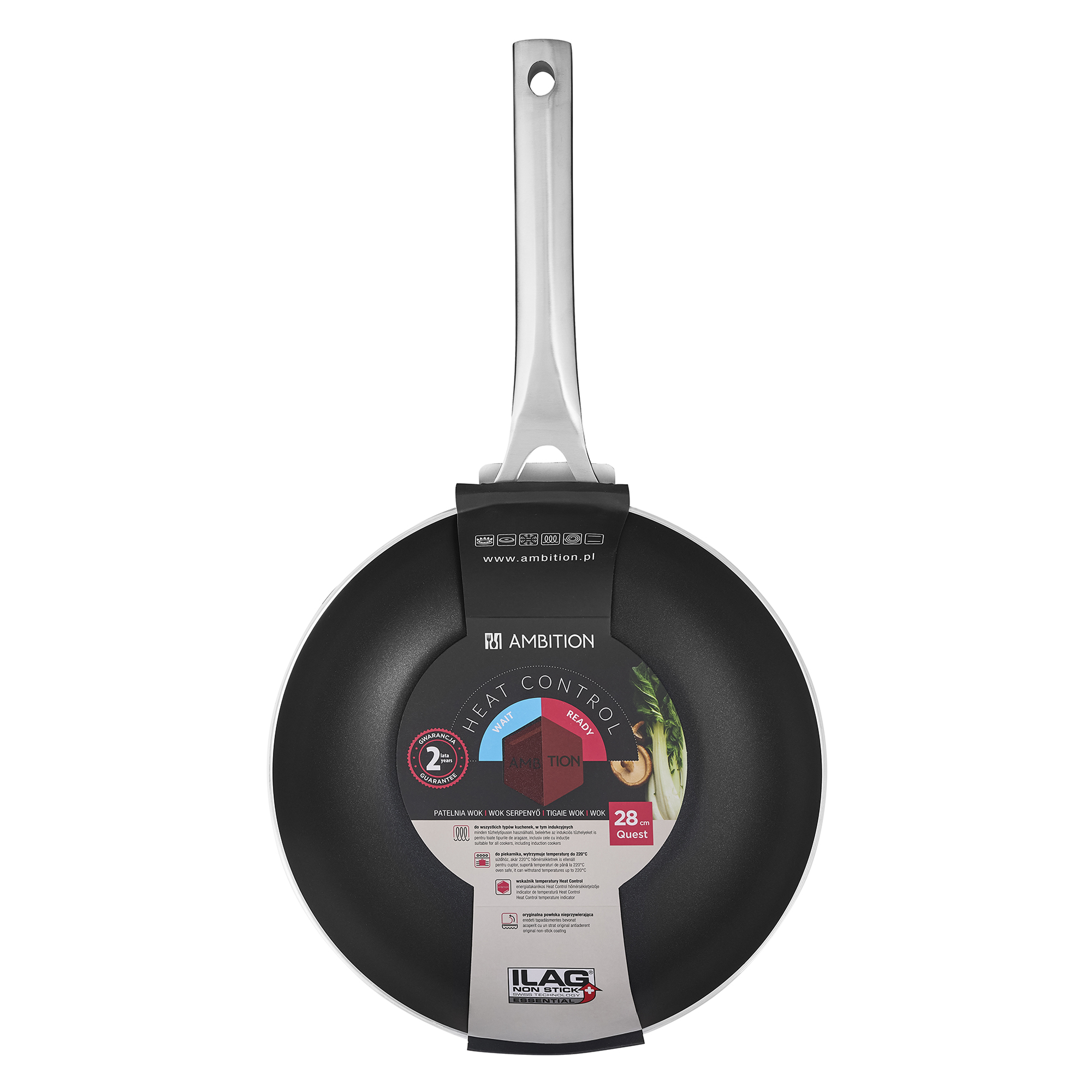 Hliníková pánev wok Ilag Essential Quest 28 cm AMBITION