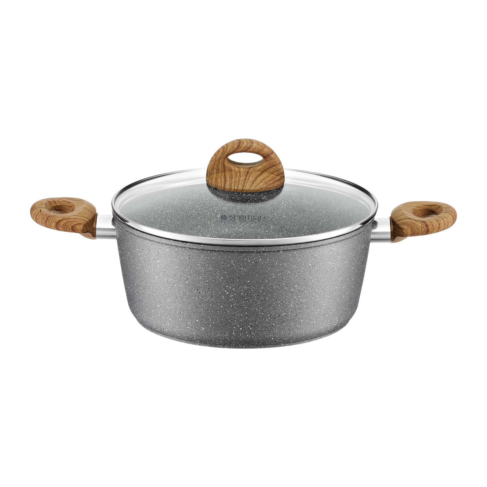 ZAKAZ SPRZEDAŻY   Garnek Mastic z powłoką Qualum Basic Stone Edition 20 cm AMBITION