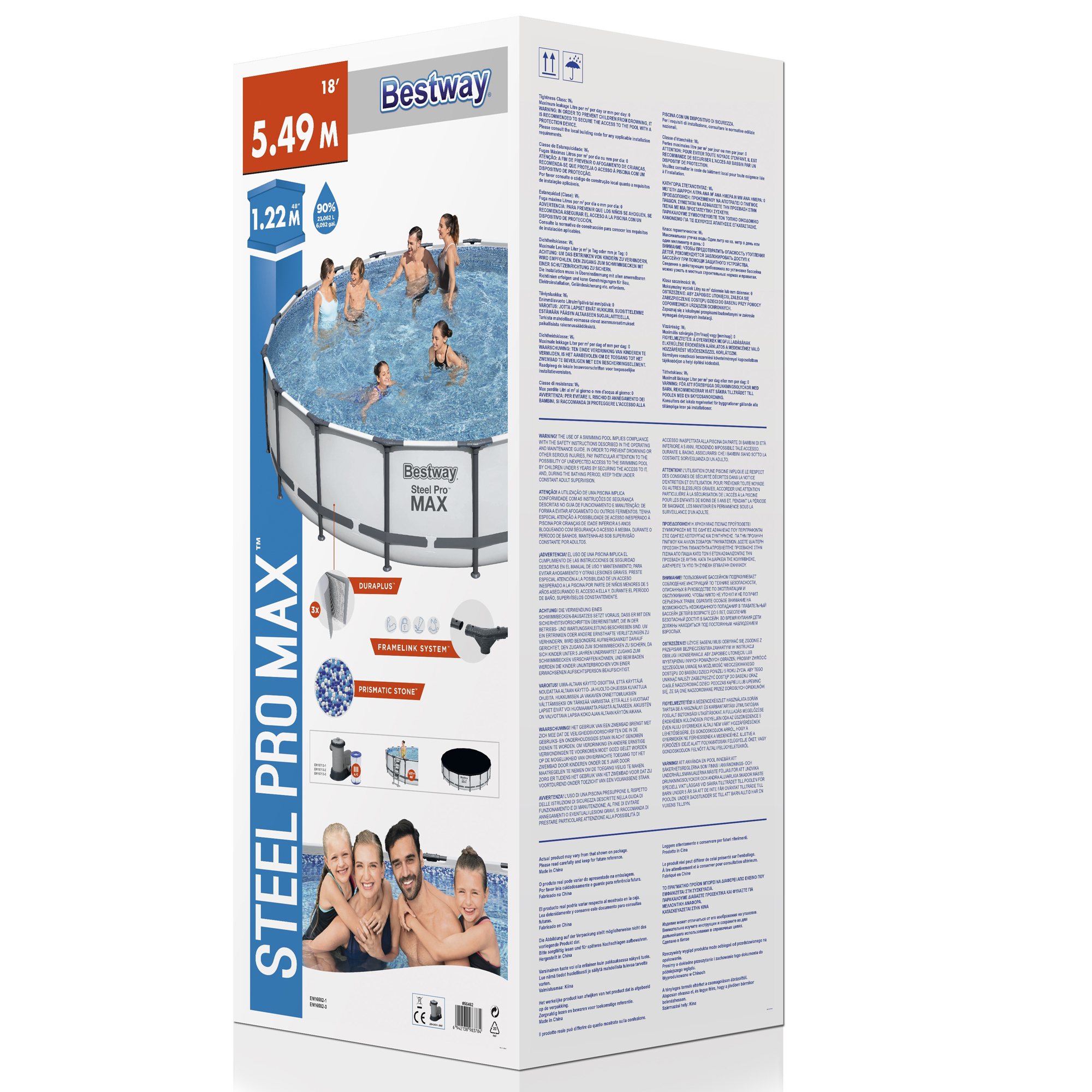 Steel Pro MAX™ Frame Pool Komplett-Set mit Filterpumpe Ø 549 x 122 cm, lichtgrau, rund