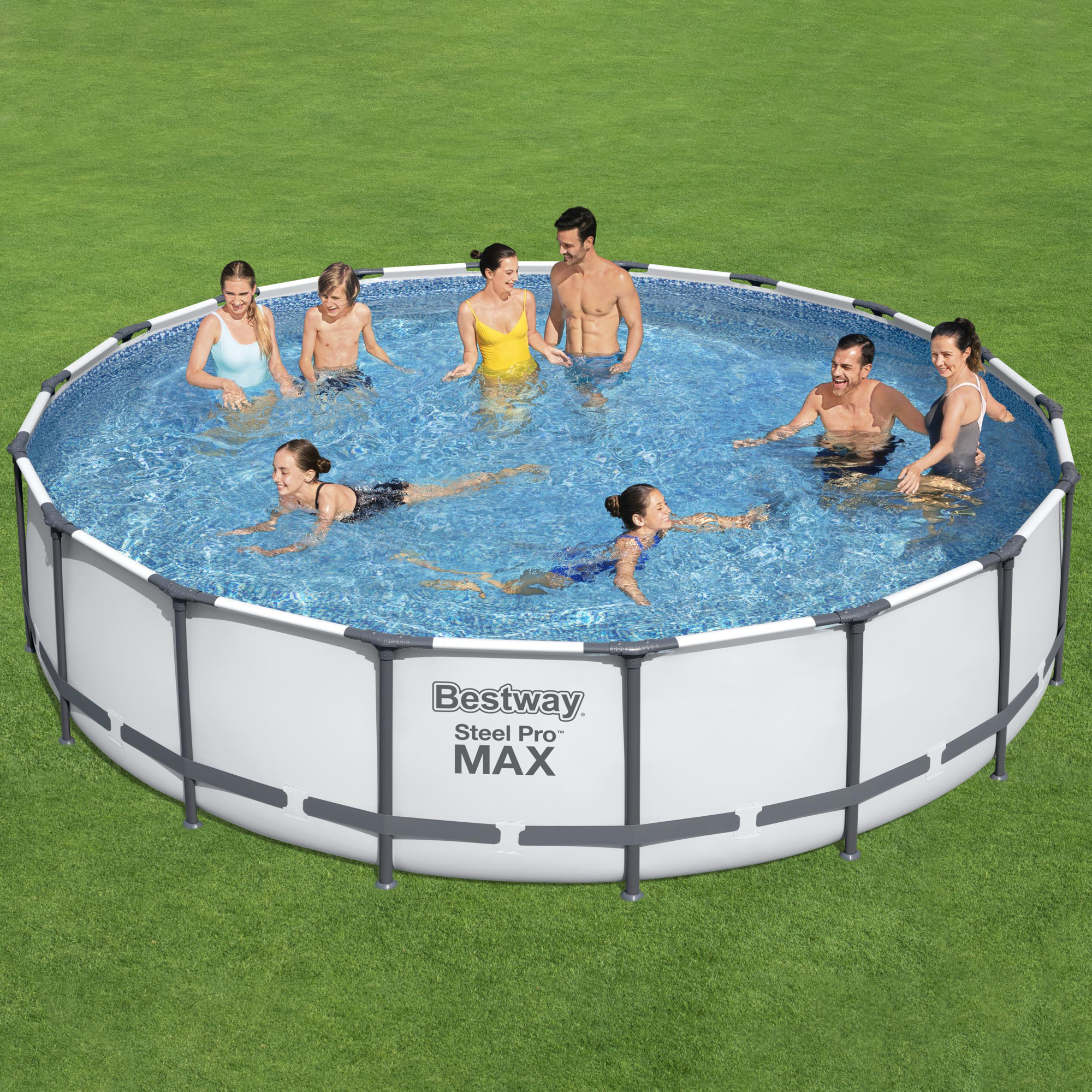 Steel Pro MAX™ Frame Pool Komplett-Set mit Filterpumpe Ø 549 x 122 cm, lichtgrau, rund