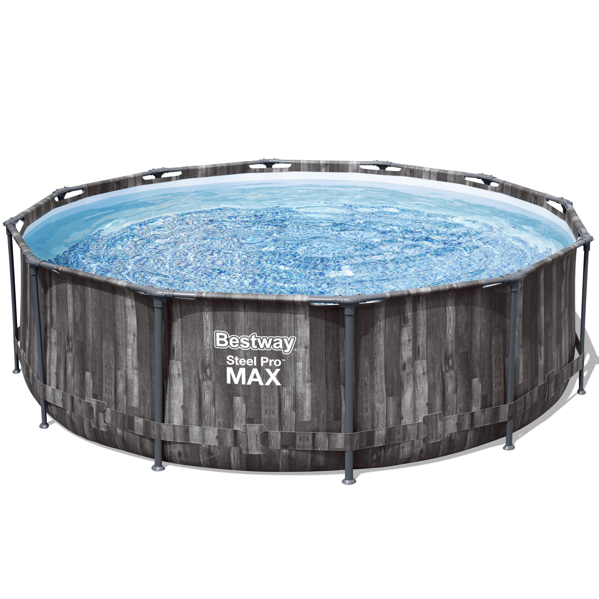 Steel Pro MAX™ Frame Pool-Set mit Filterpumpe Ø 366 x 100 cm, Holz-Optik