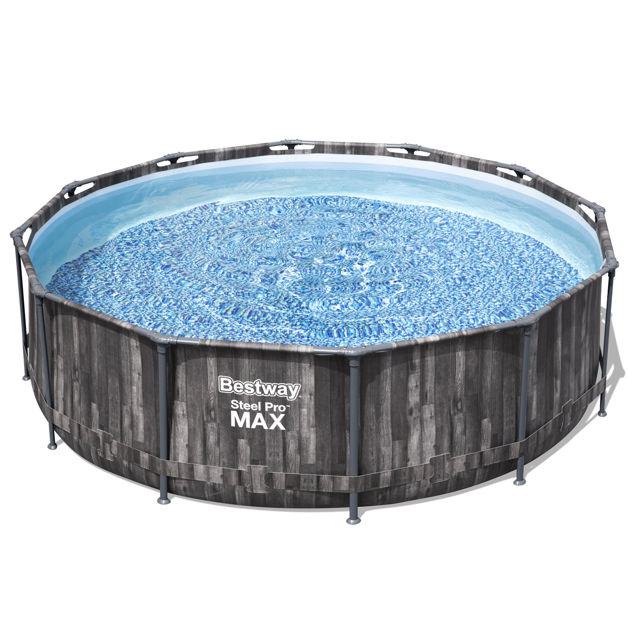 Steel Pro MAX™ Frame Pool-Set mit Filterpumpe Ø 366 x 100 cm, Holz-Optik