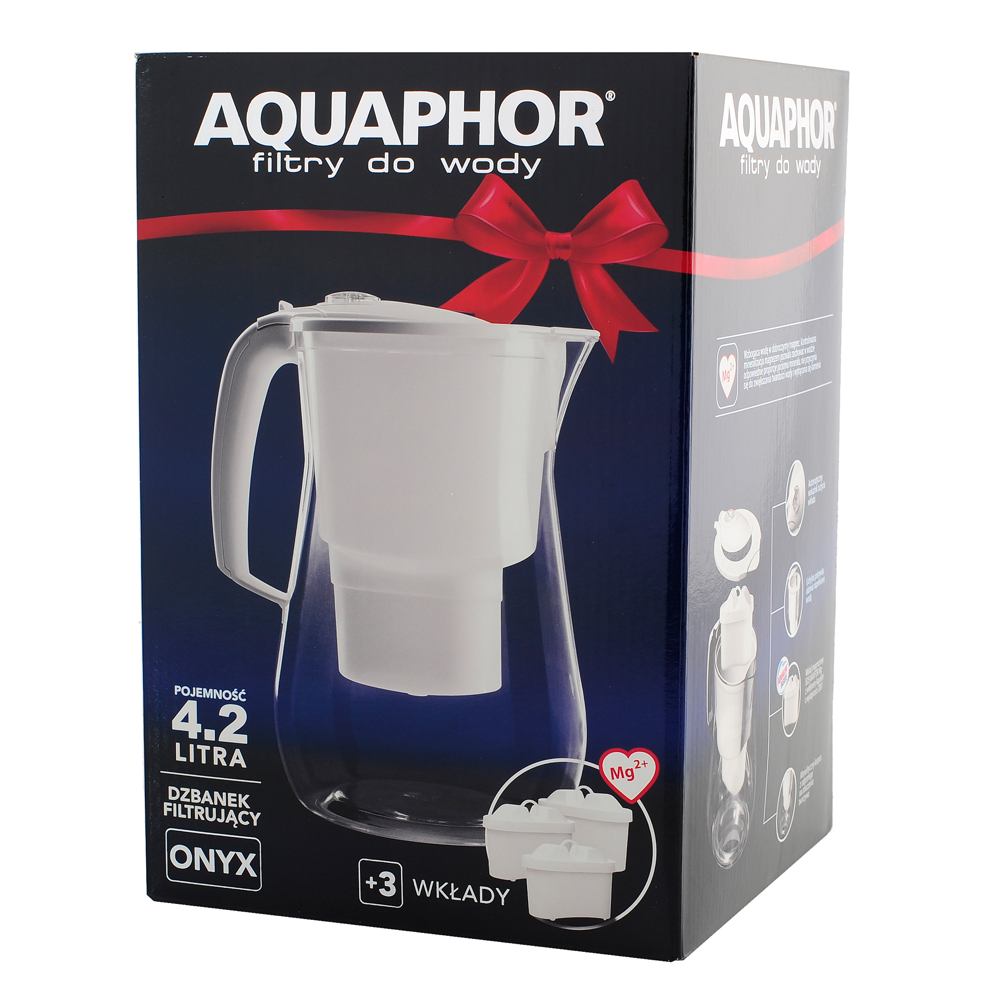 Vattenfilterkanna Onyx 4,2 l + 3 Aquaphor B25 filterpatroner svart AQUAPHOR