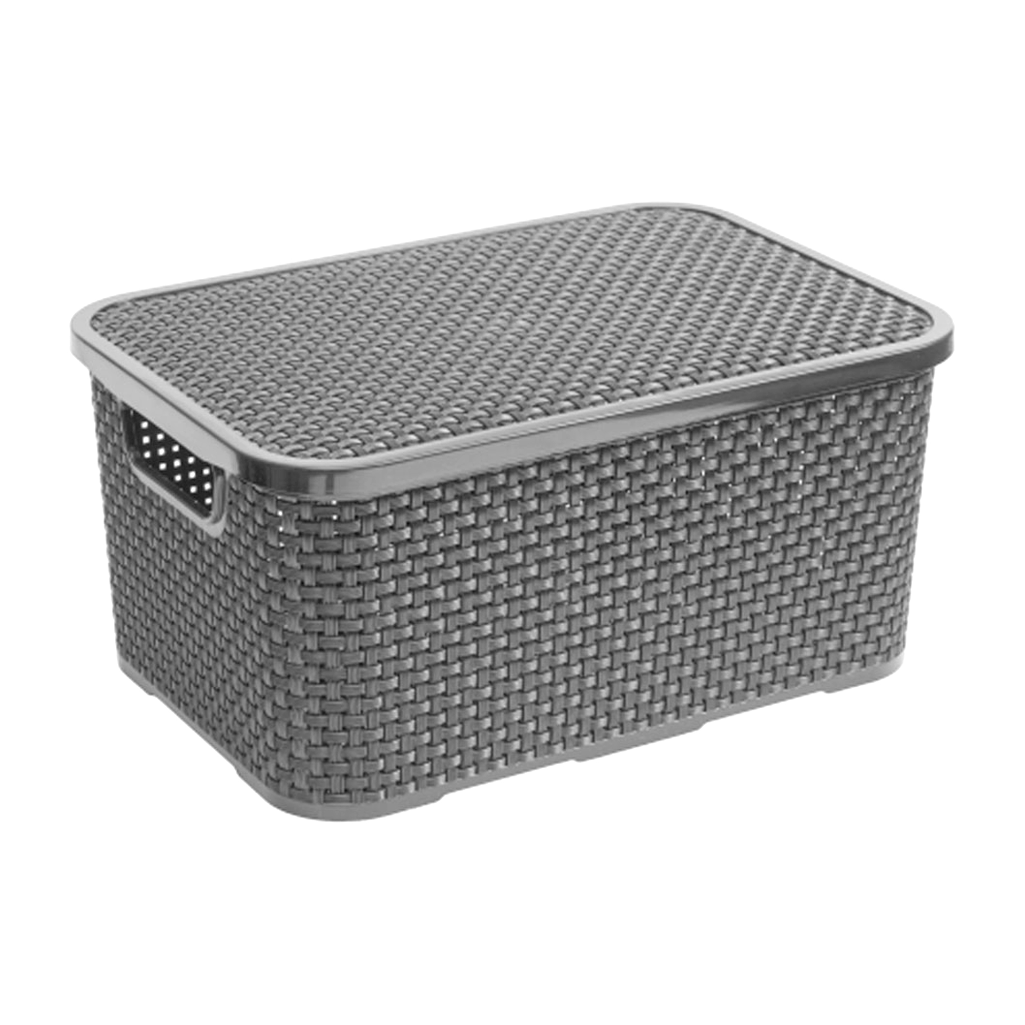 Koš s víkem Rattan Antracit 10 l BRANQ