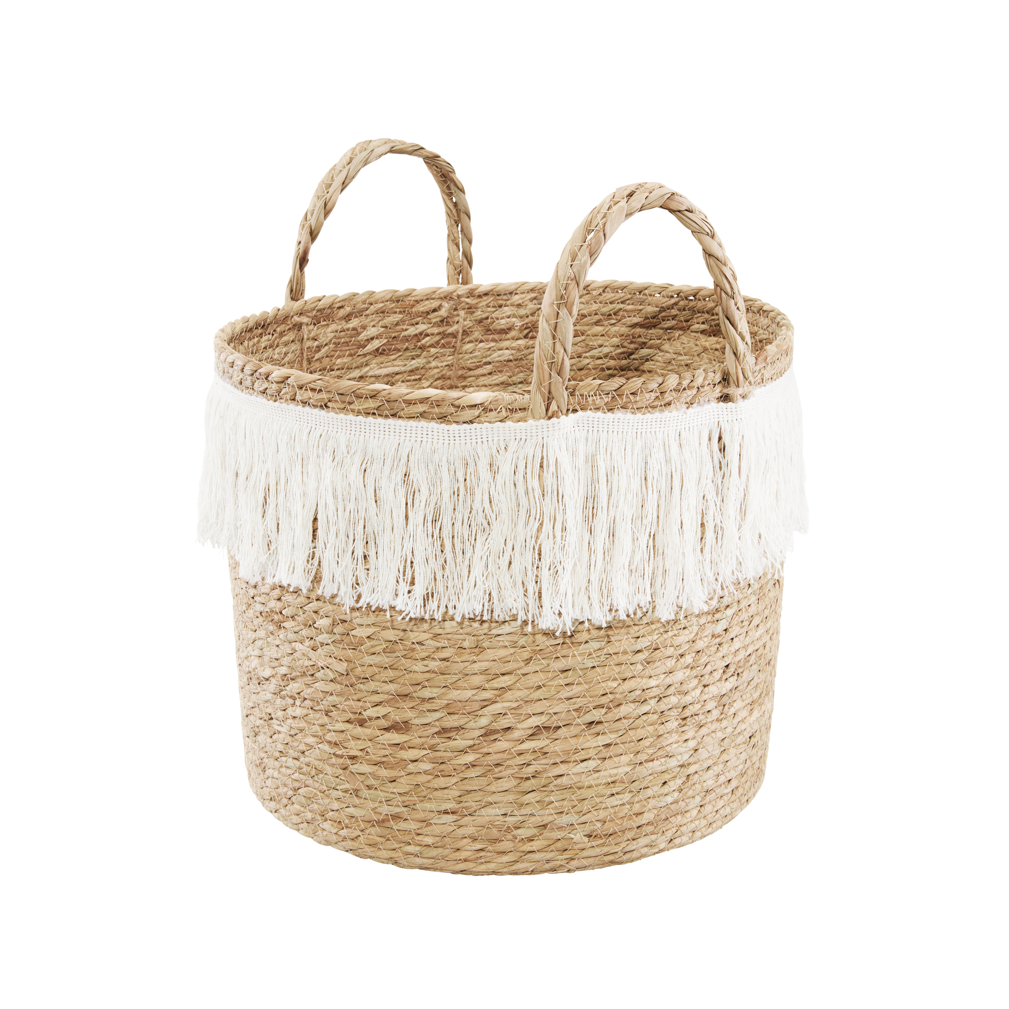 Košík z mořské trávy Boho White Tassel 36 x 32 cm AMBITION
