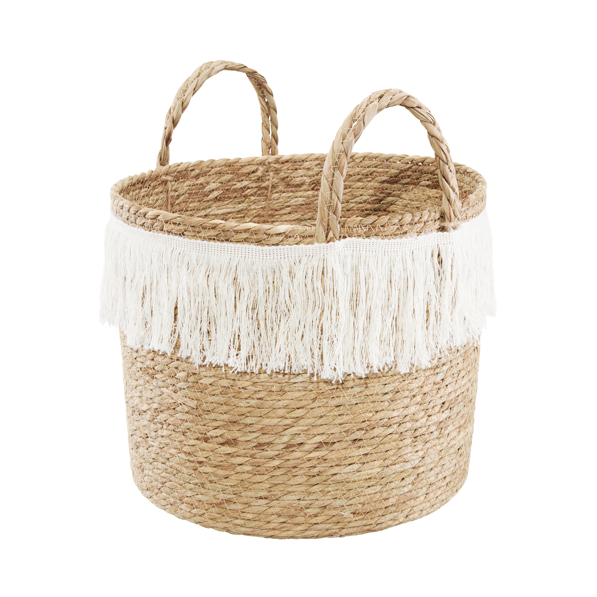 Košík z mořské trávy Boho White Tassel 33 x 28 cm AMBITION