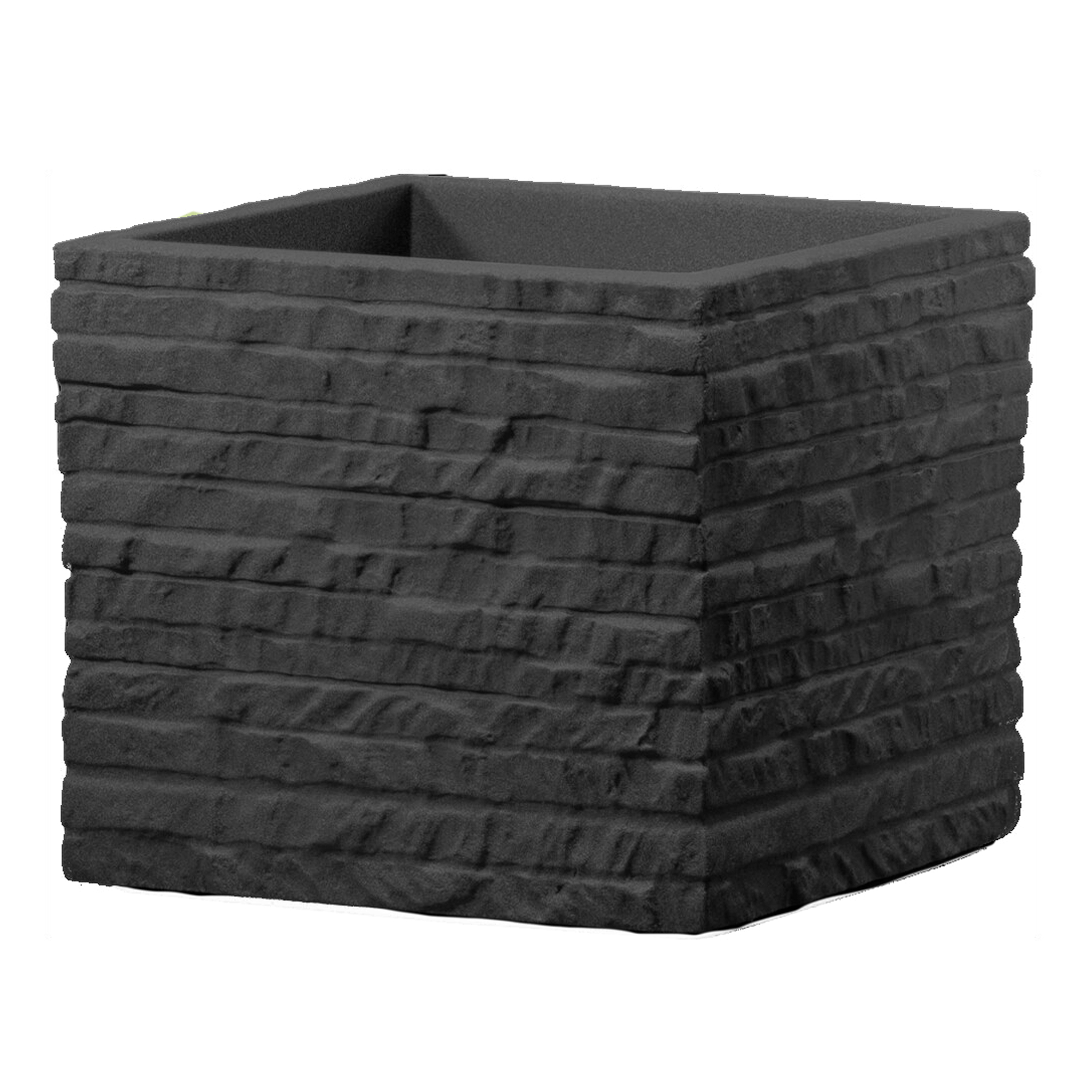 Bezvložkový antracitový plastový zahradní květináč Kubus 27 x 27 x 24 cm PATIO