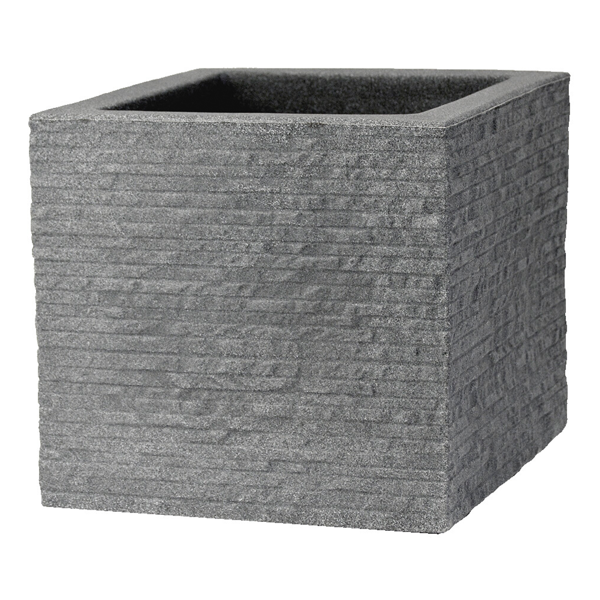Bezvložkový šedý plastový záhradný kvetináč Kubus 40 x 40 x 34 cm PATIO