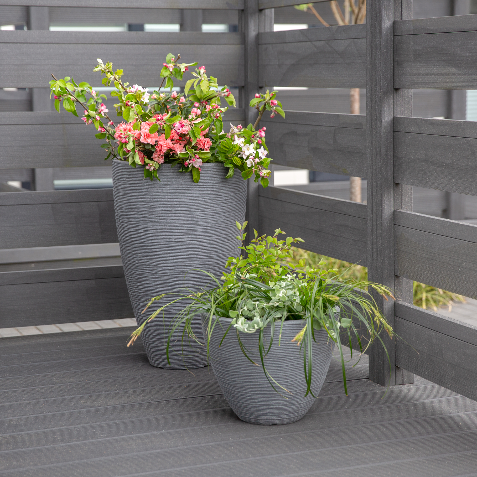 Pflanzkübel rund 40 x 31 cm grau PATIO