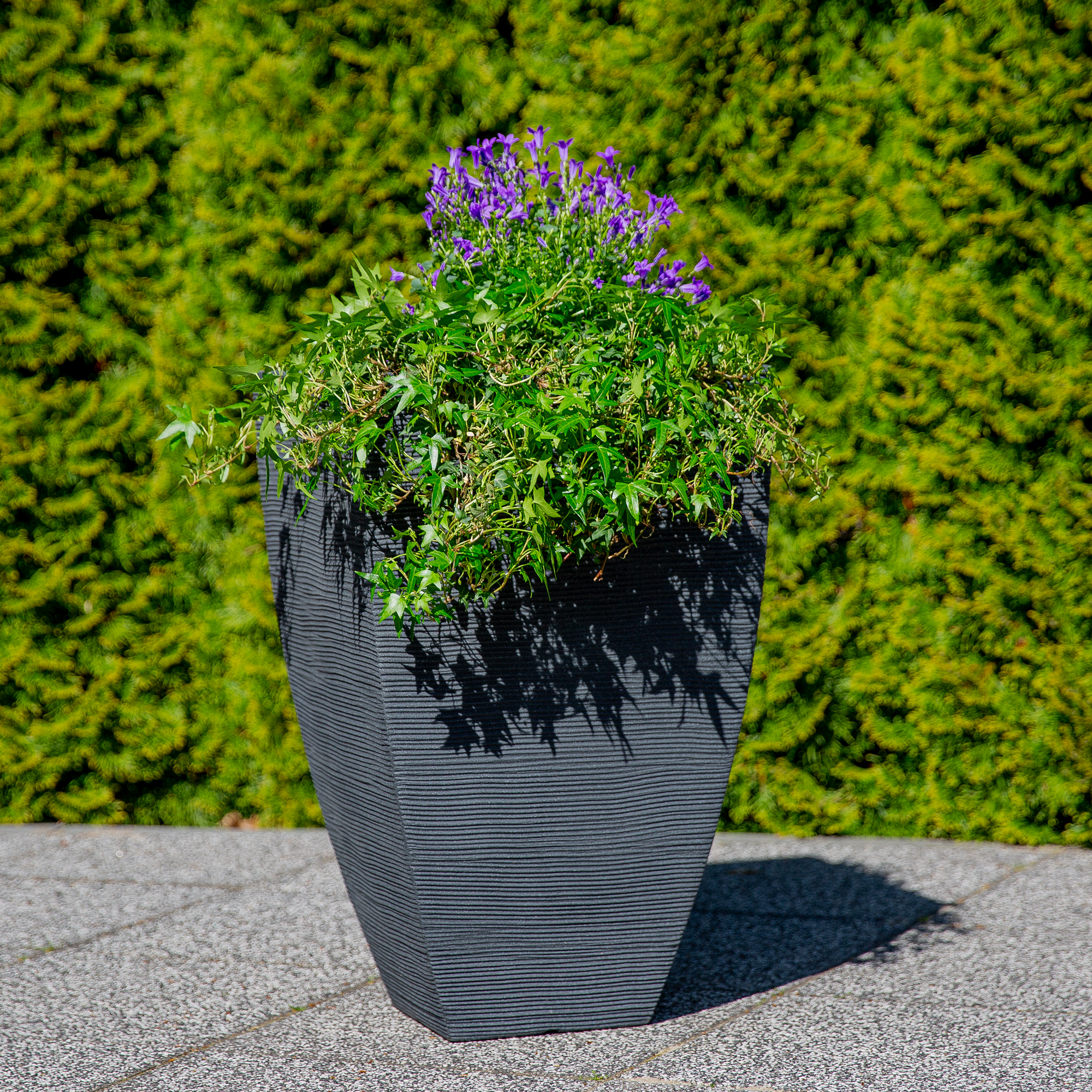 Vaso quadrato scanalato 60 cm antracite PATIO