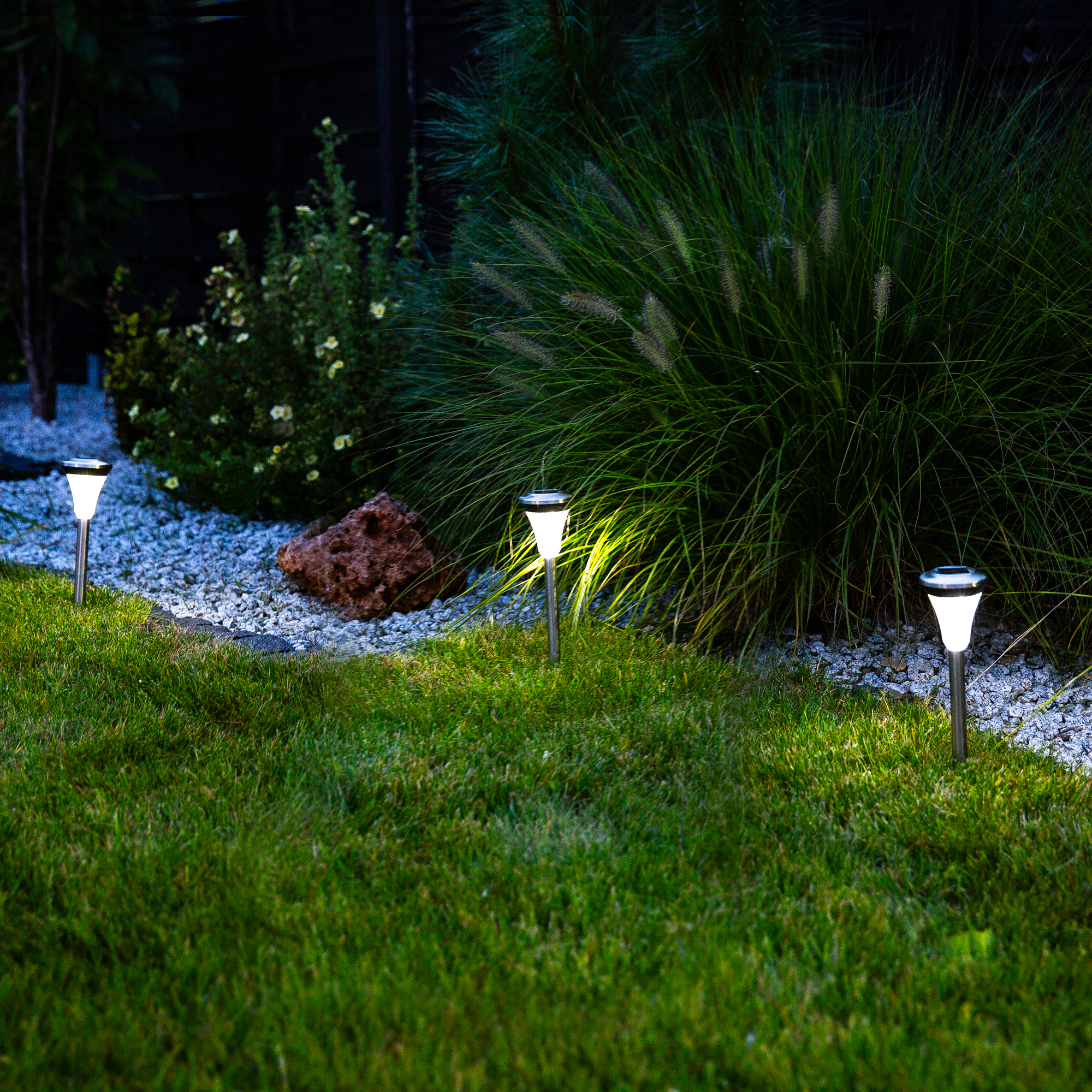 Ocelová solární lampa do země 7 cm PATIO