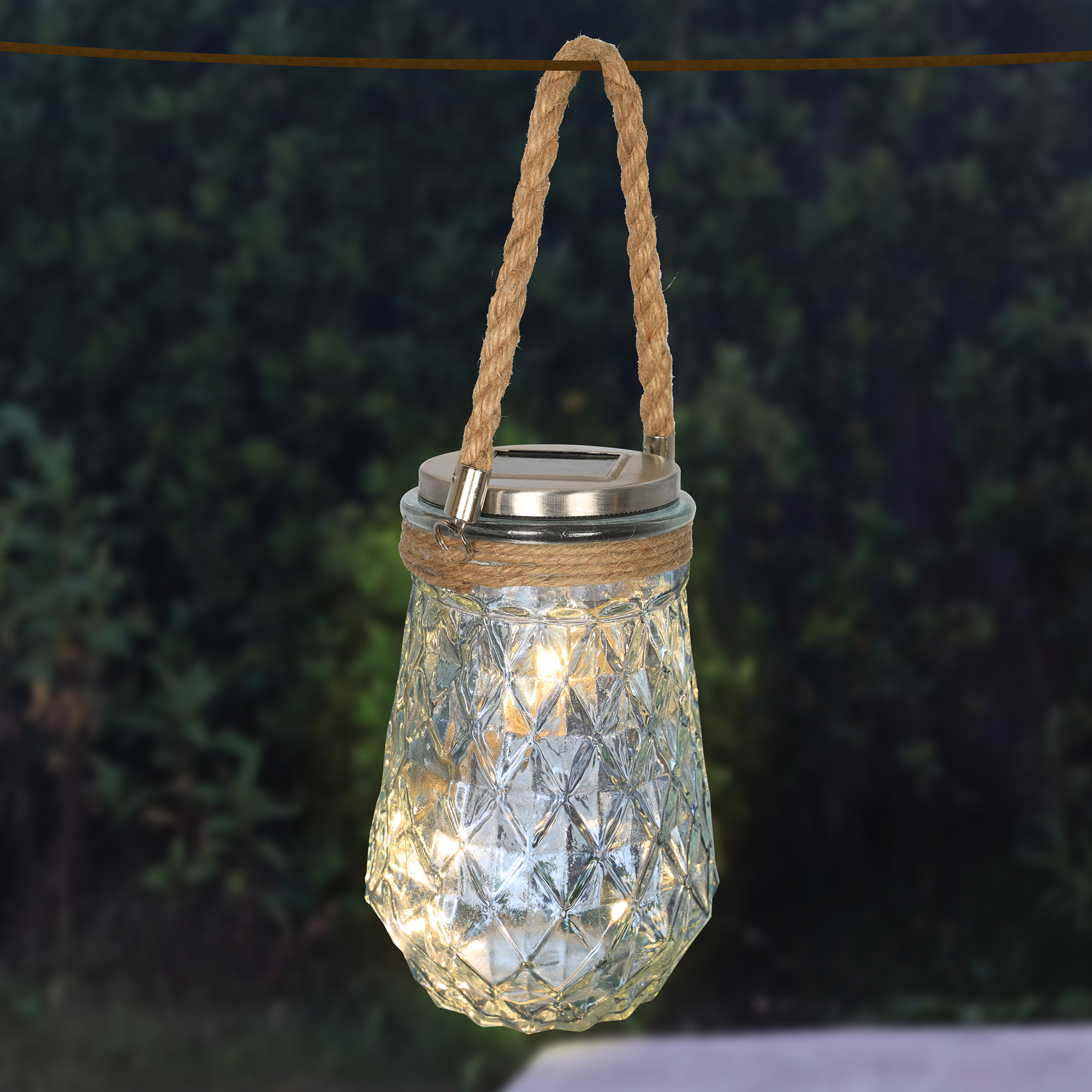 Lampa solarna 11,5 x 17,8 cm wiszący słoik PATIO